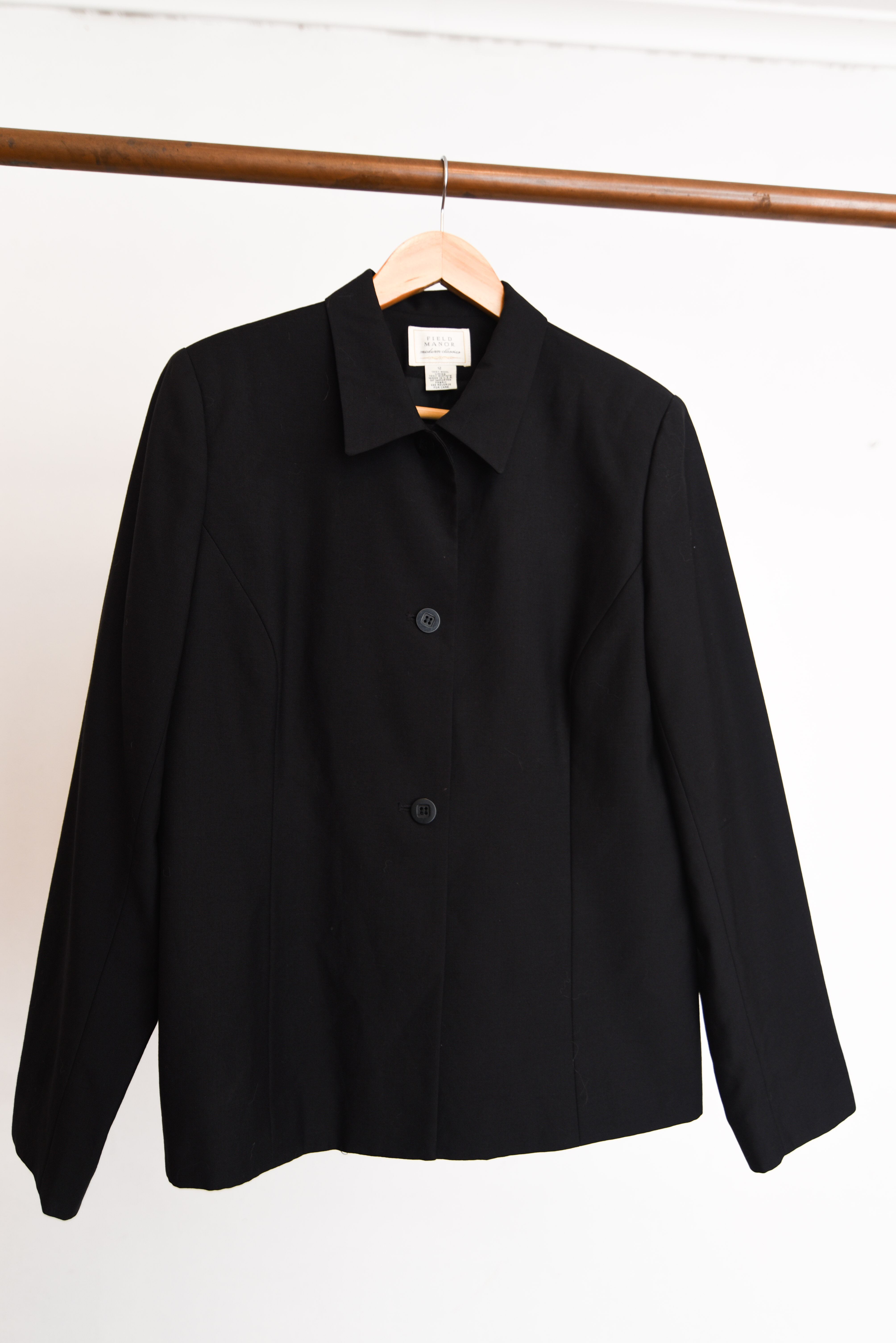 Chaqueta negra lana vintage 90s