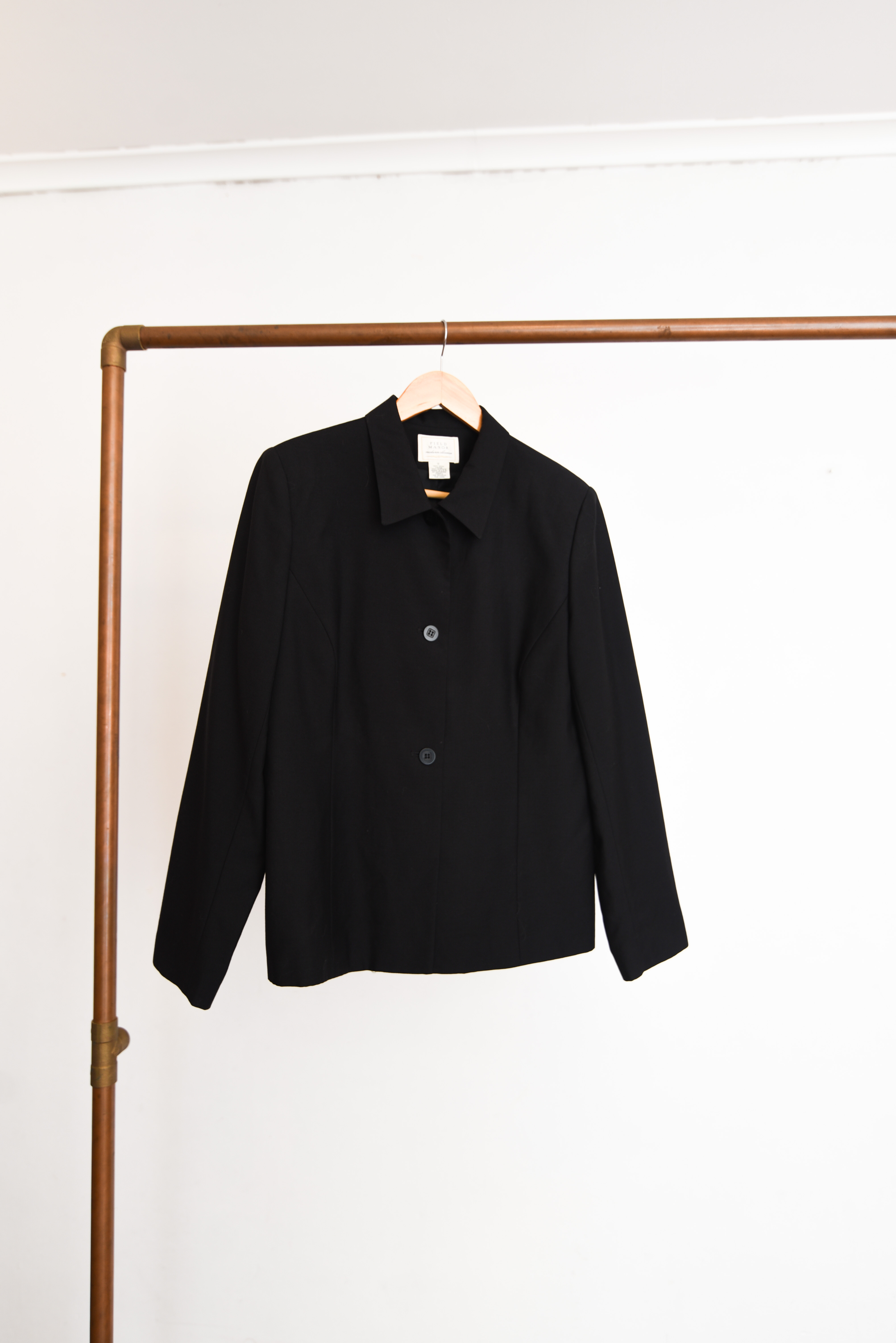 Chaqueta negra lana vintage 90s