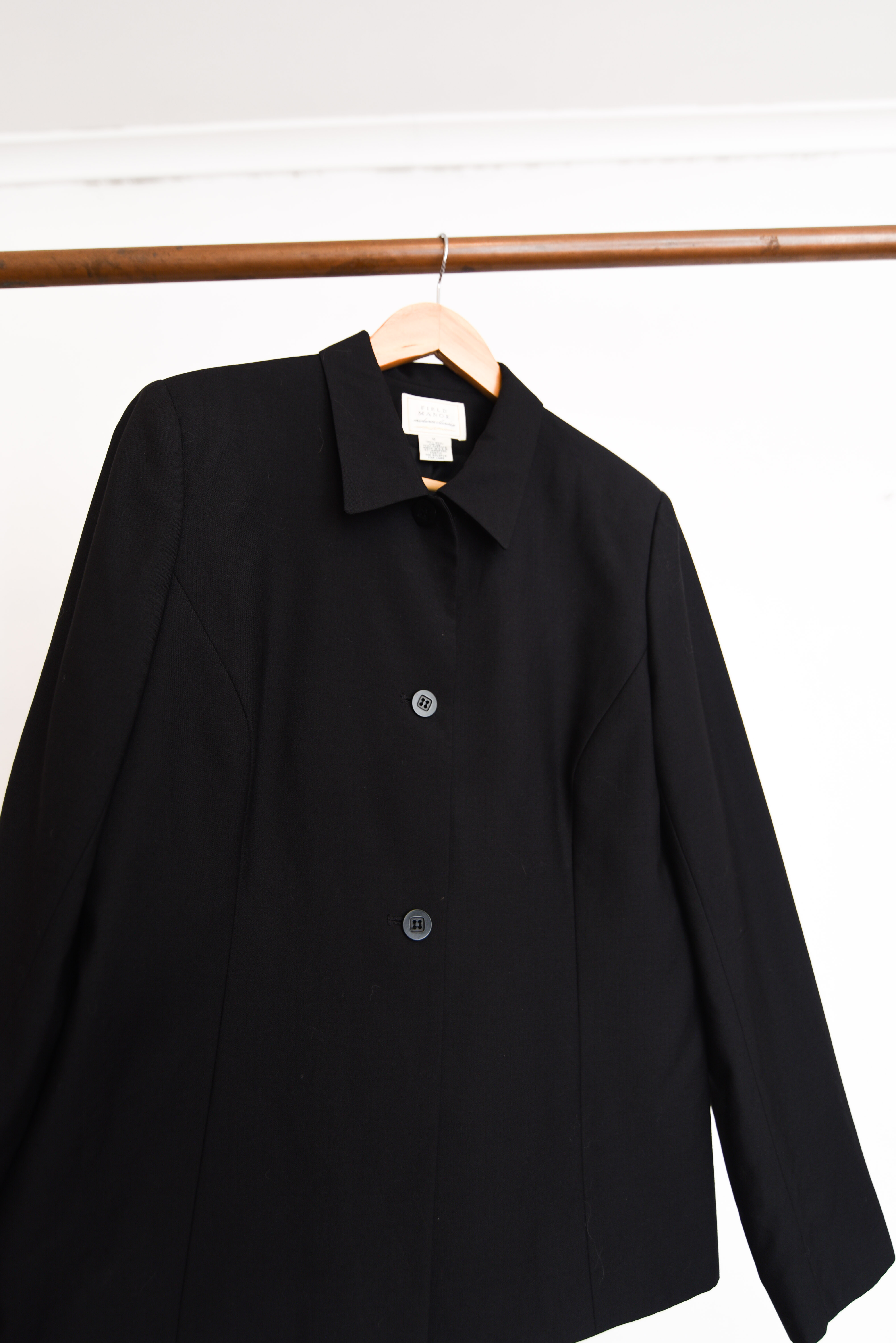 Chaqueta negra lana vintage 90s