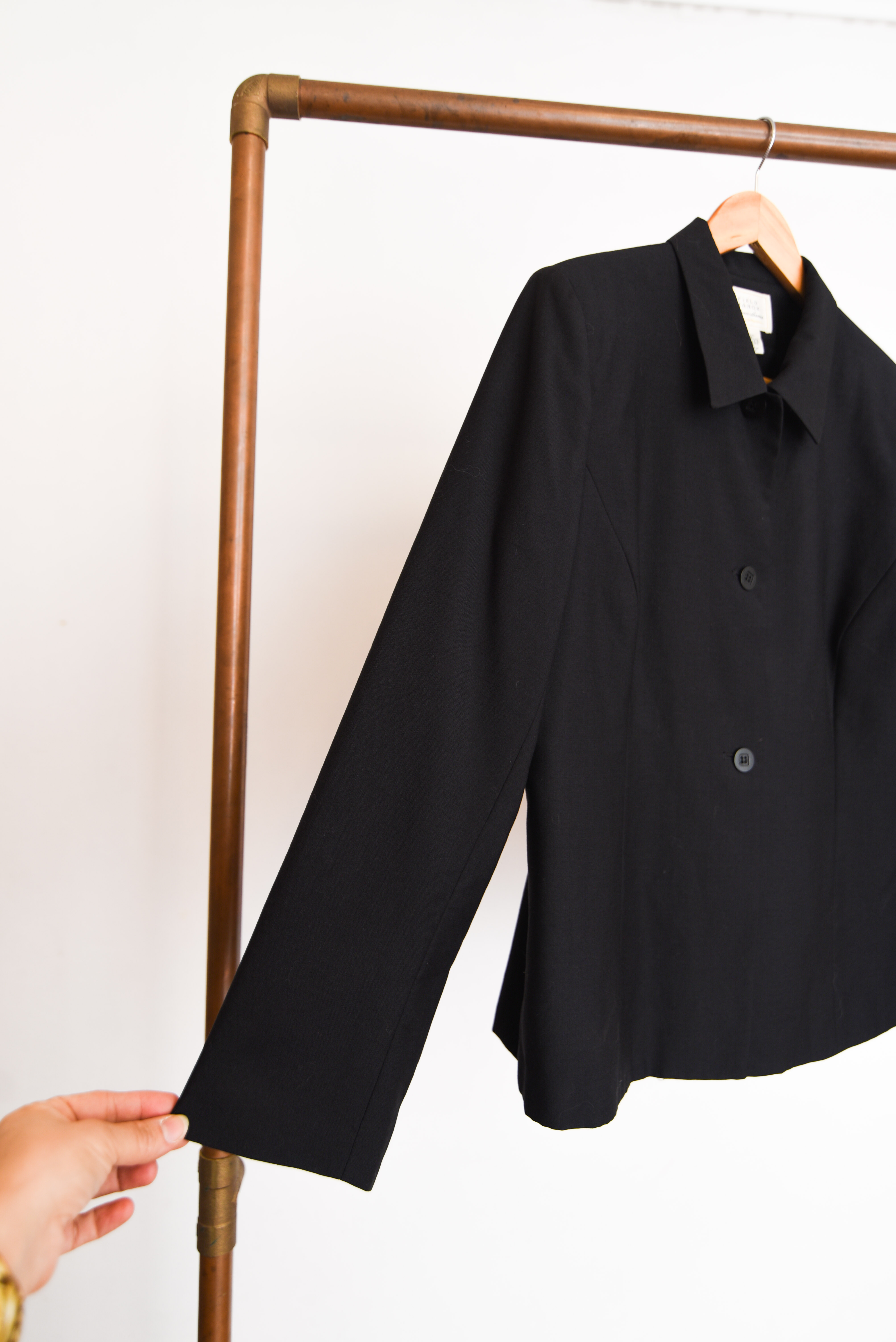 Chaqueta negra lana vintage 90s