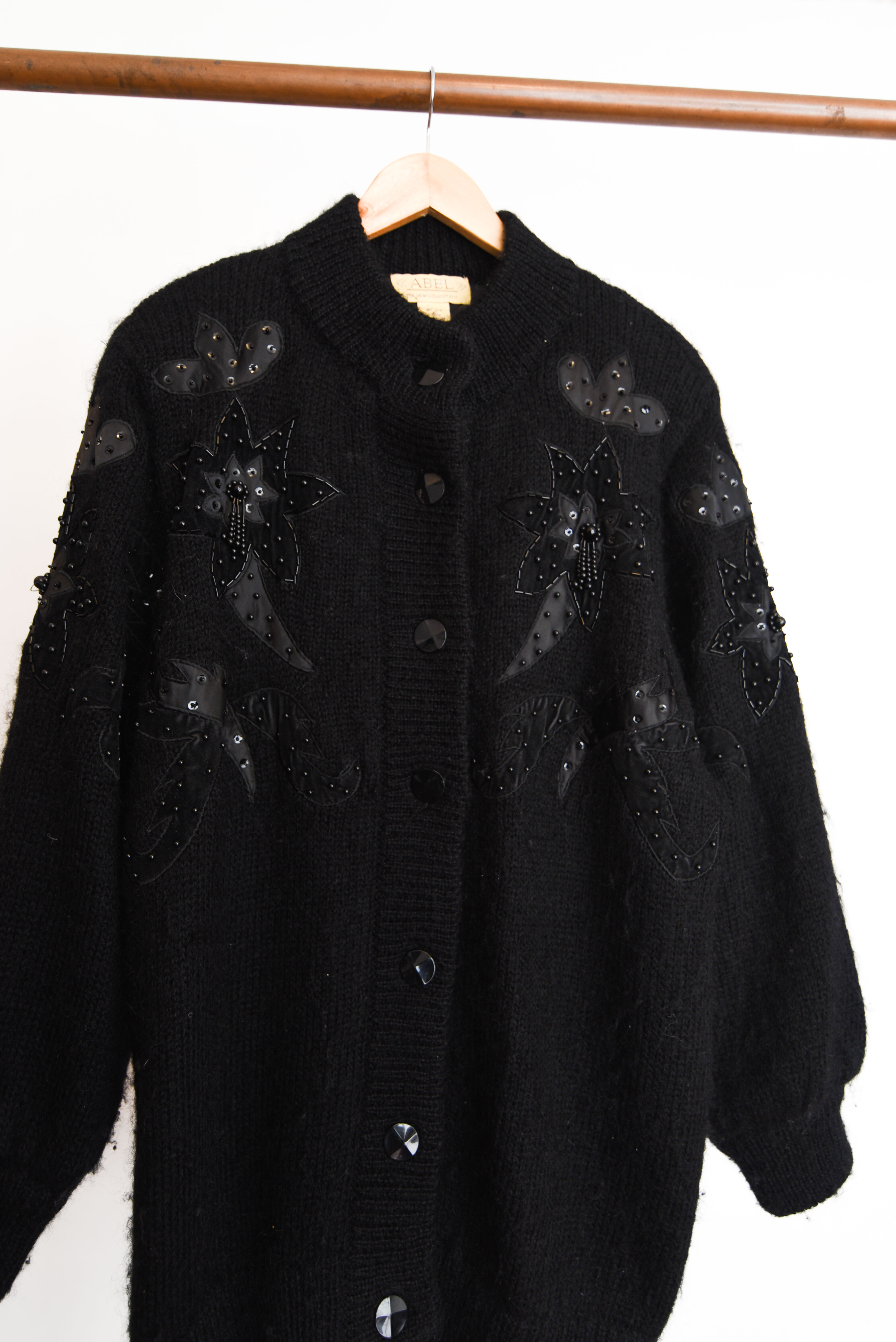 Cardigan vintage mohair forrado 