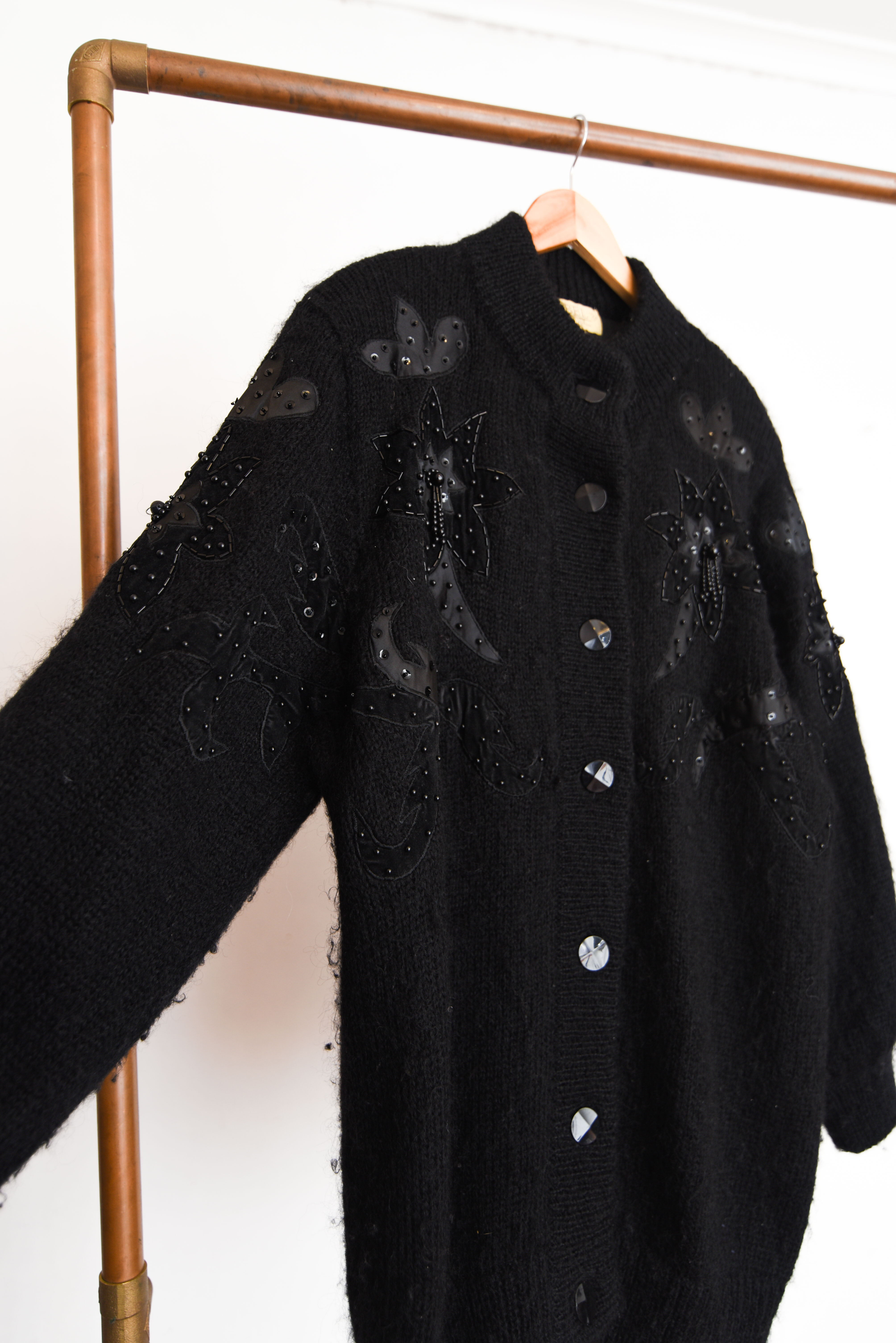 Cardigan vintage mohair forrado 