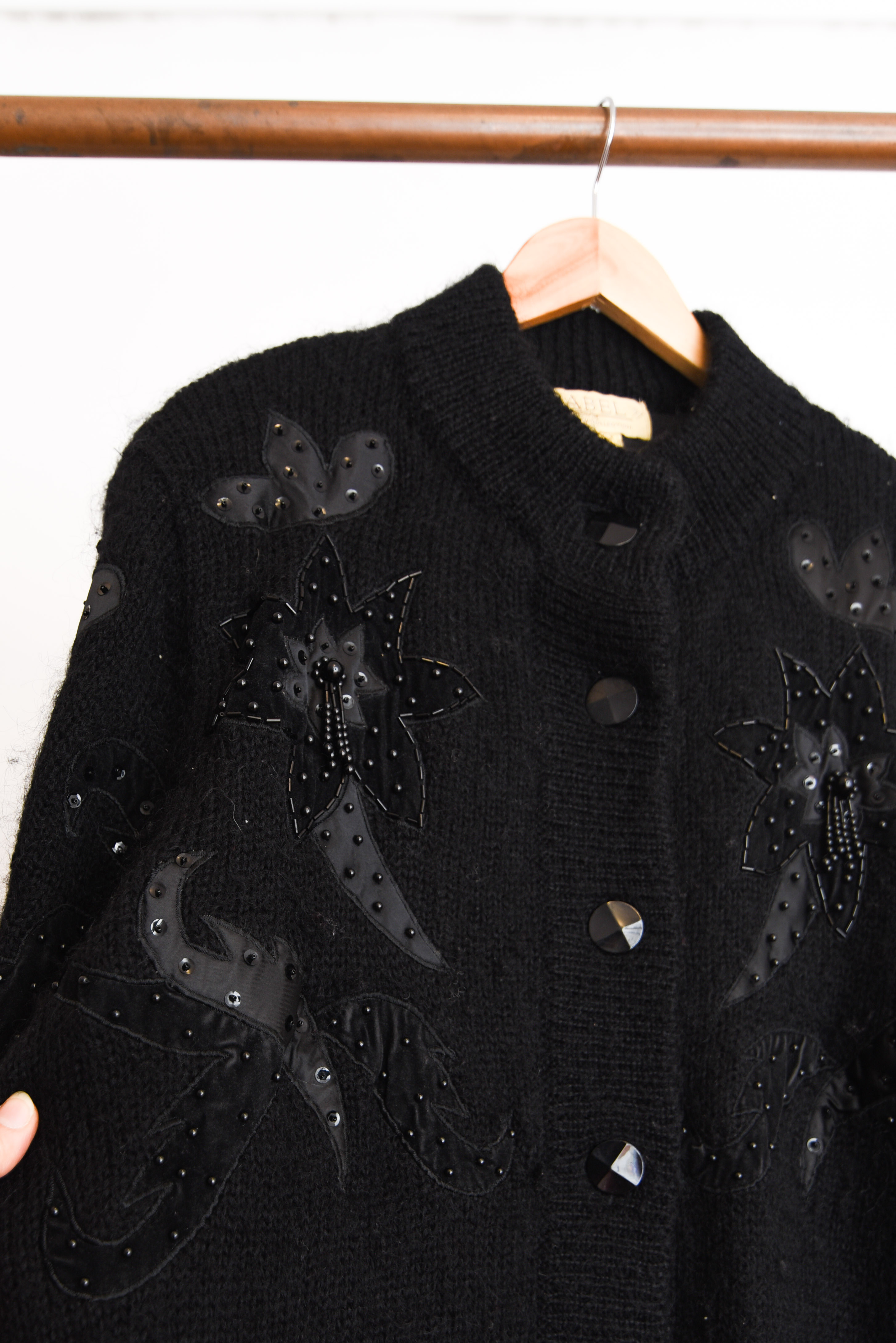 Cardigan vintage mohair forrado 