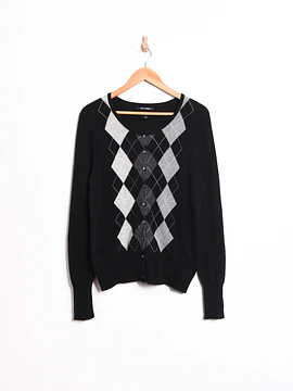 Cardigan negro cachemira rombos