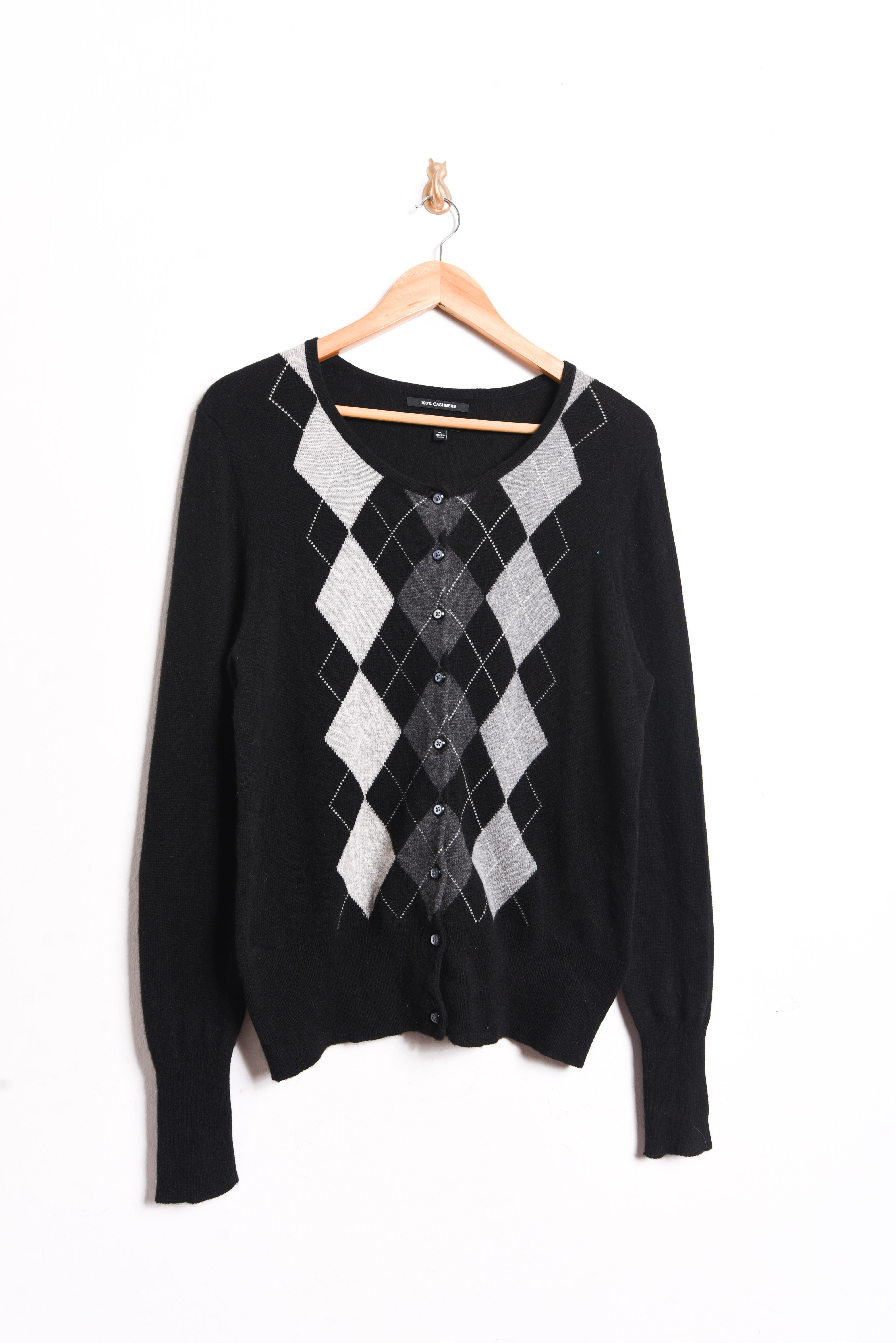 Cardigan negro cachemira rombos