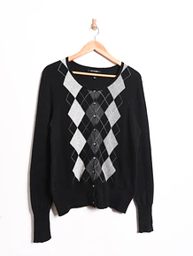 Cardigan negro cachemira rombos