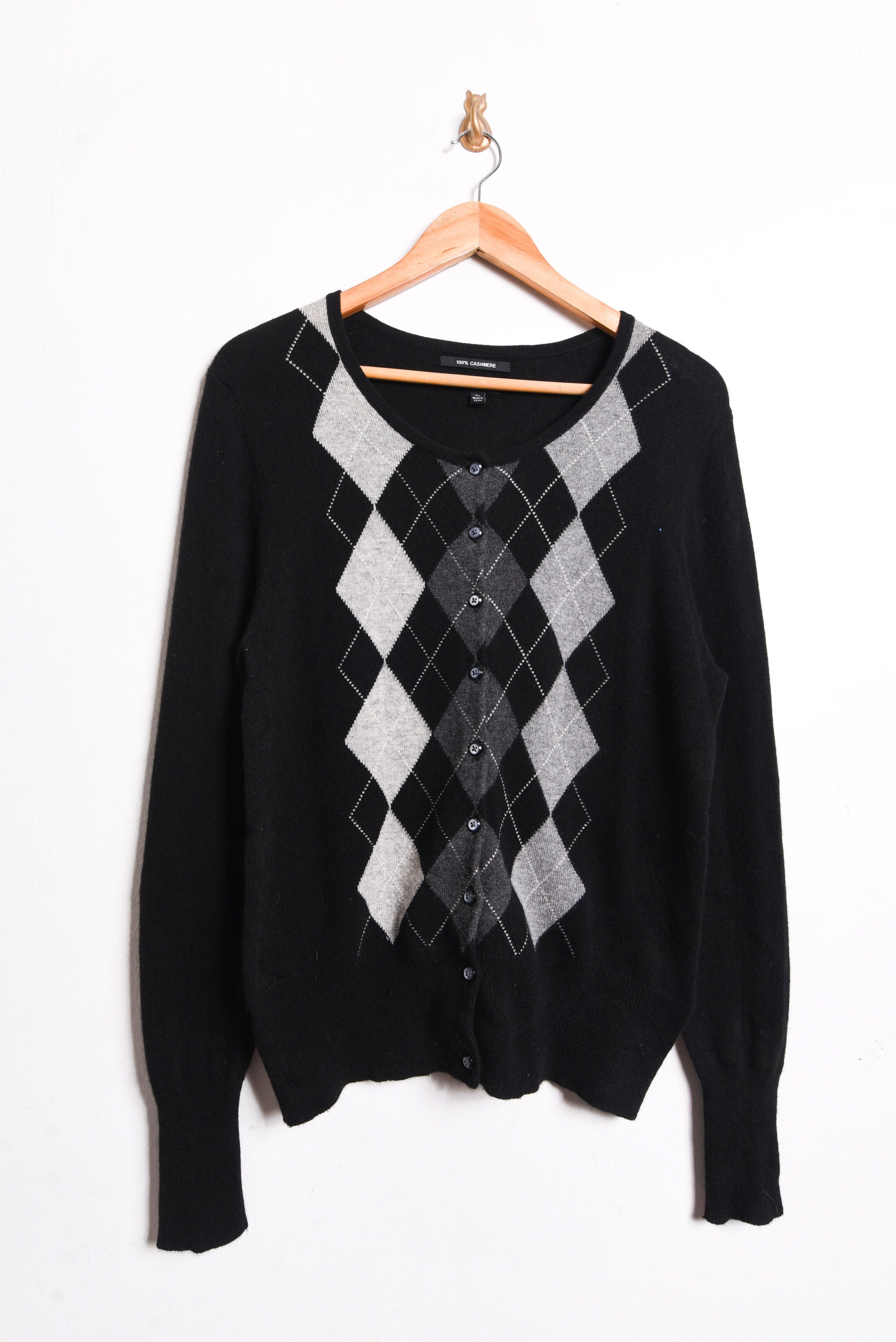 Cardigan negro cachemira rombos