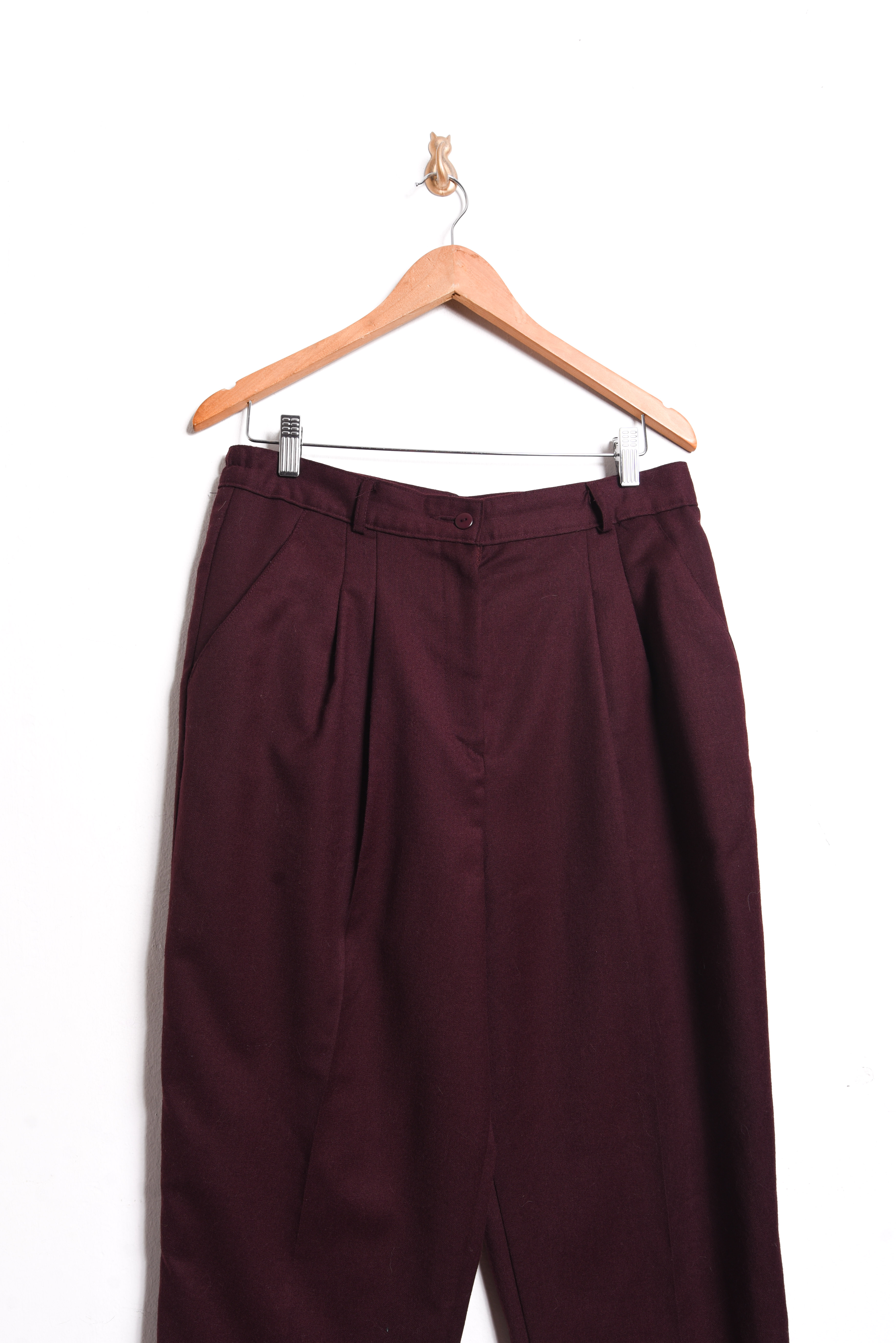 Pantalón lana burdeo tiro alto vintage