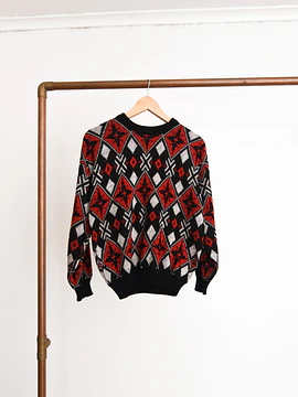 Chaleco vintage 80s negro y gris