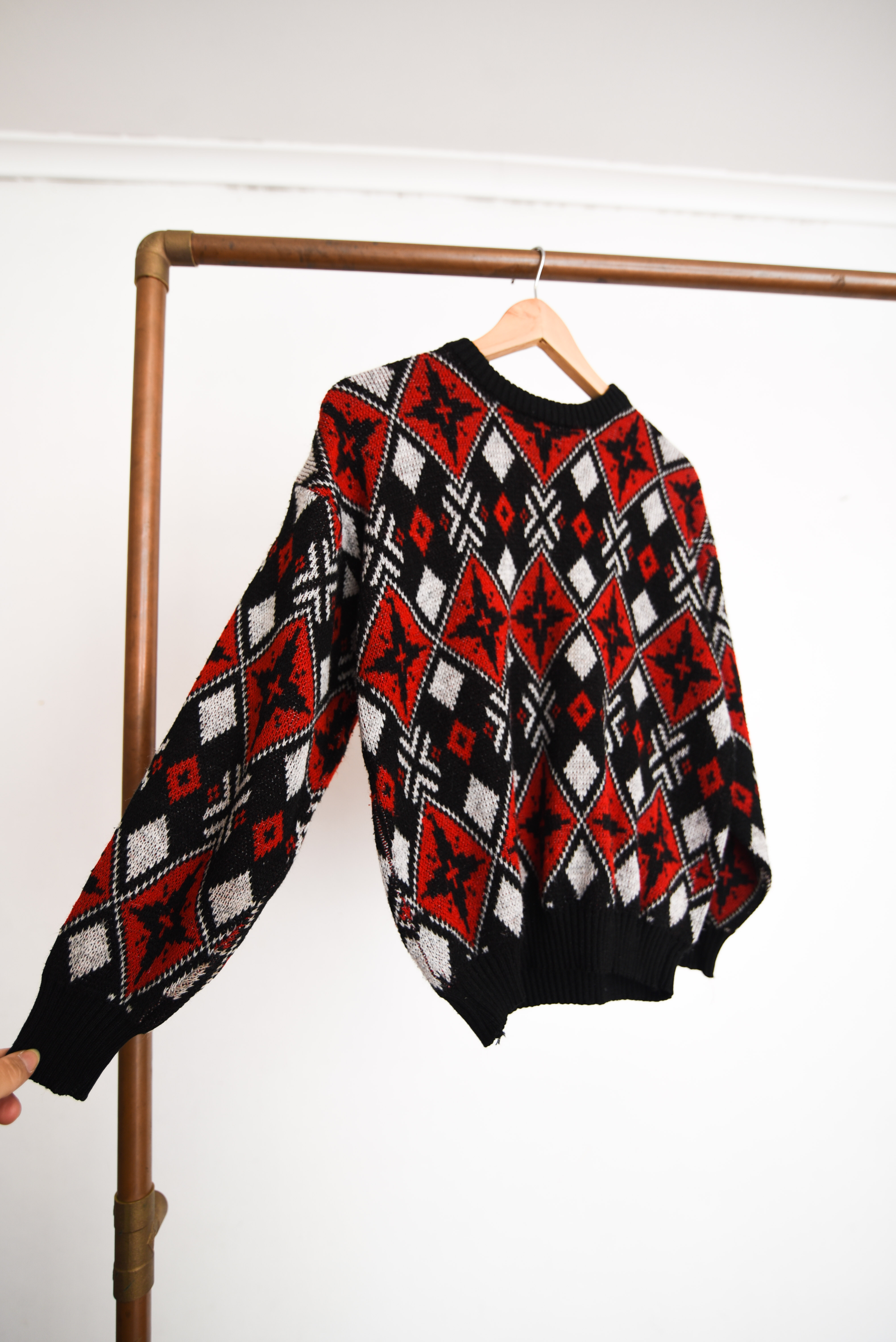 Chaleco vintage 80s negro y gris