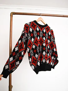 Chaleco vintage 80s negro y gris