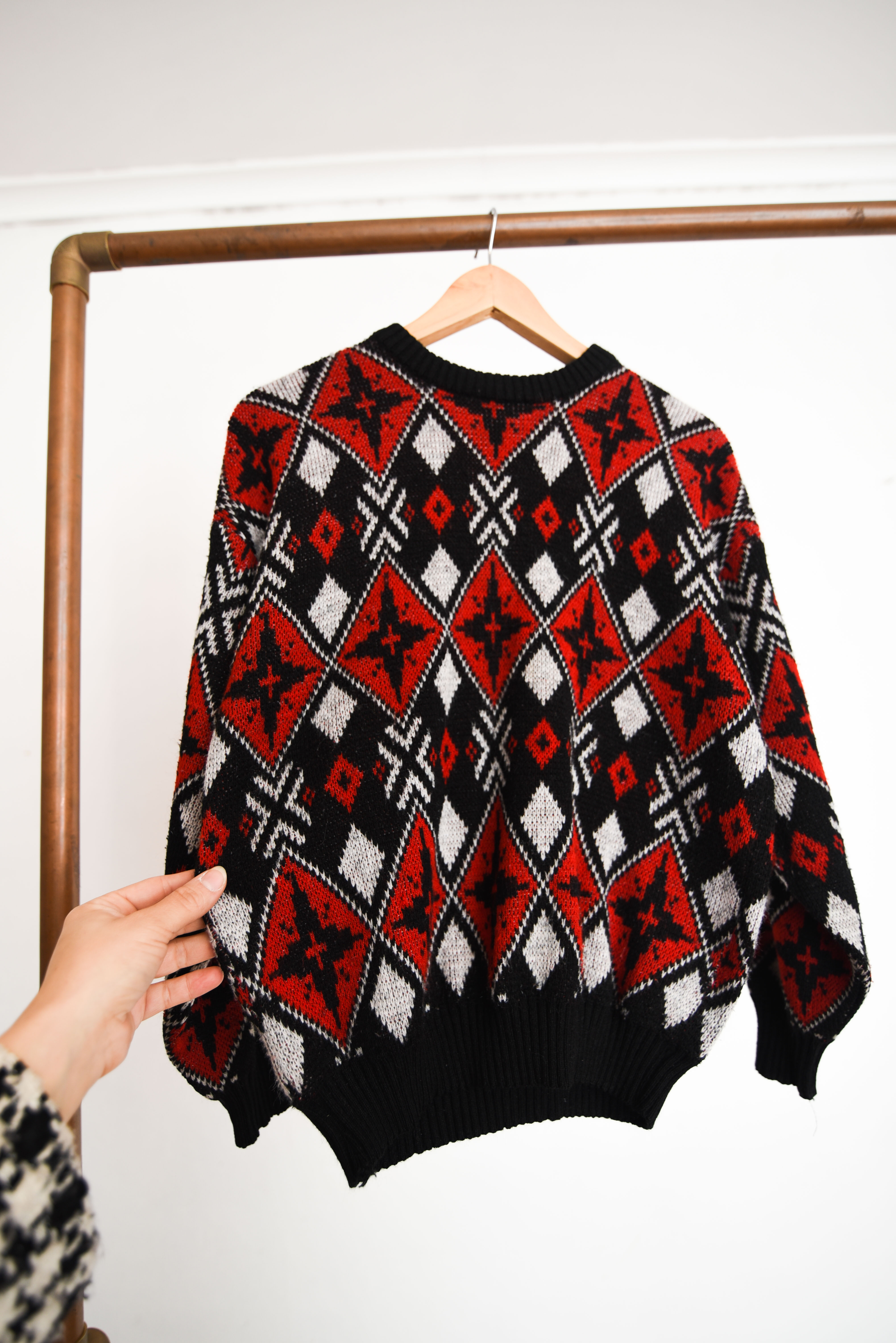 Chaleco vintage 80s negro y gris