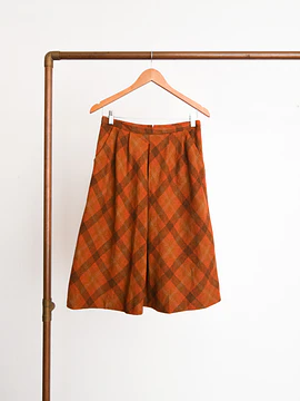 Falda naranja 60s tartán lana