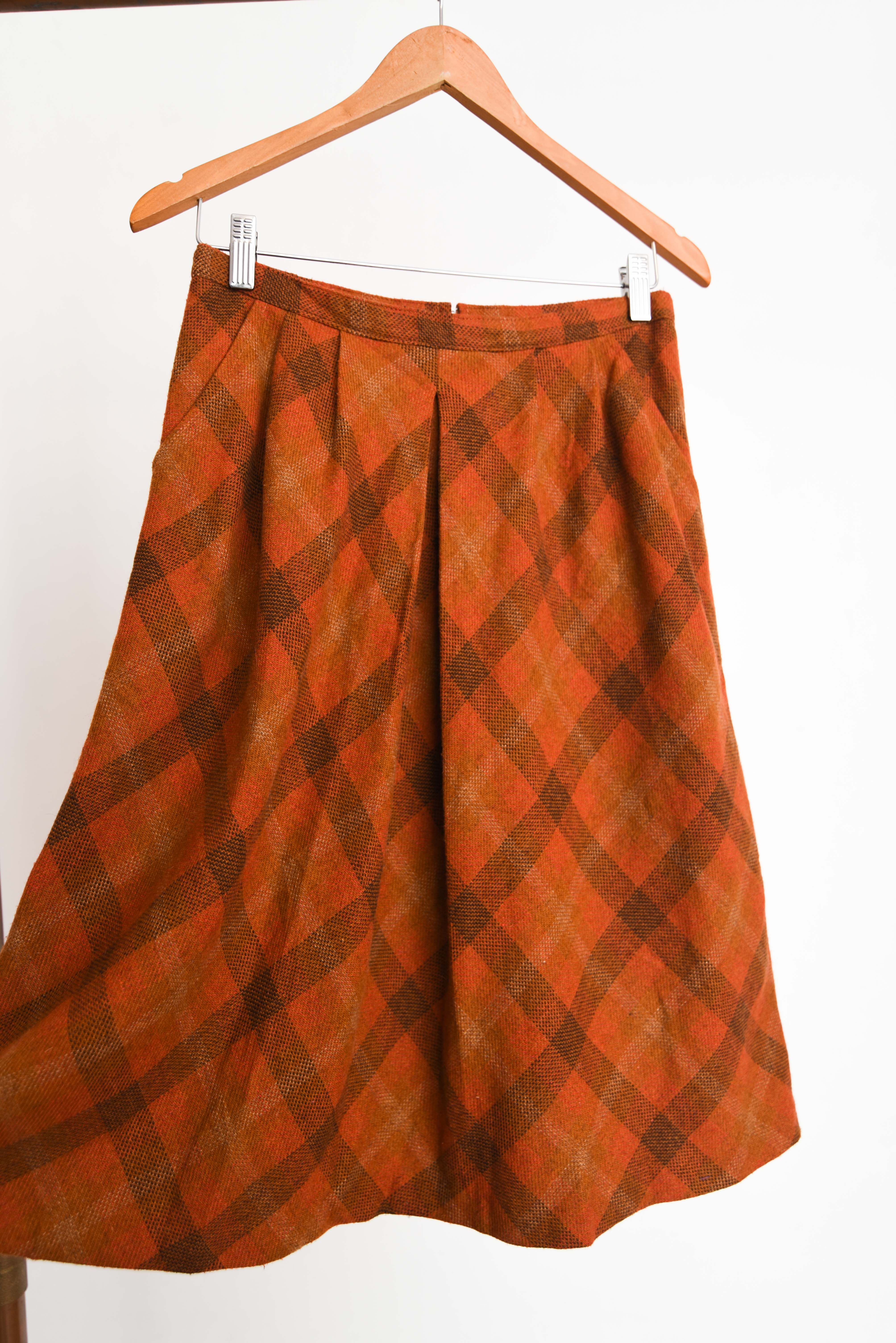 Falda naranja 60s tartán lana