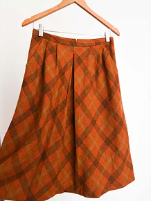 Falda naranja 60s tartán lana