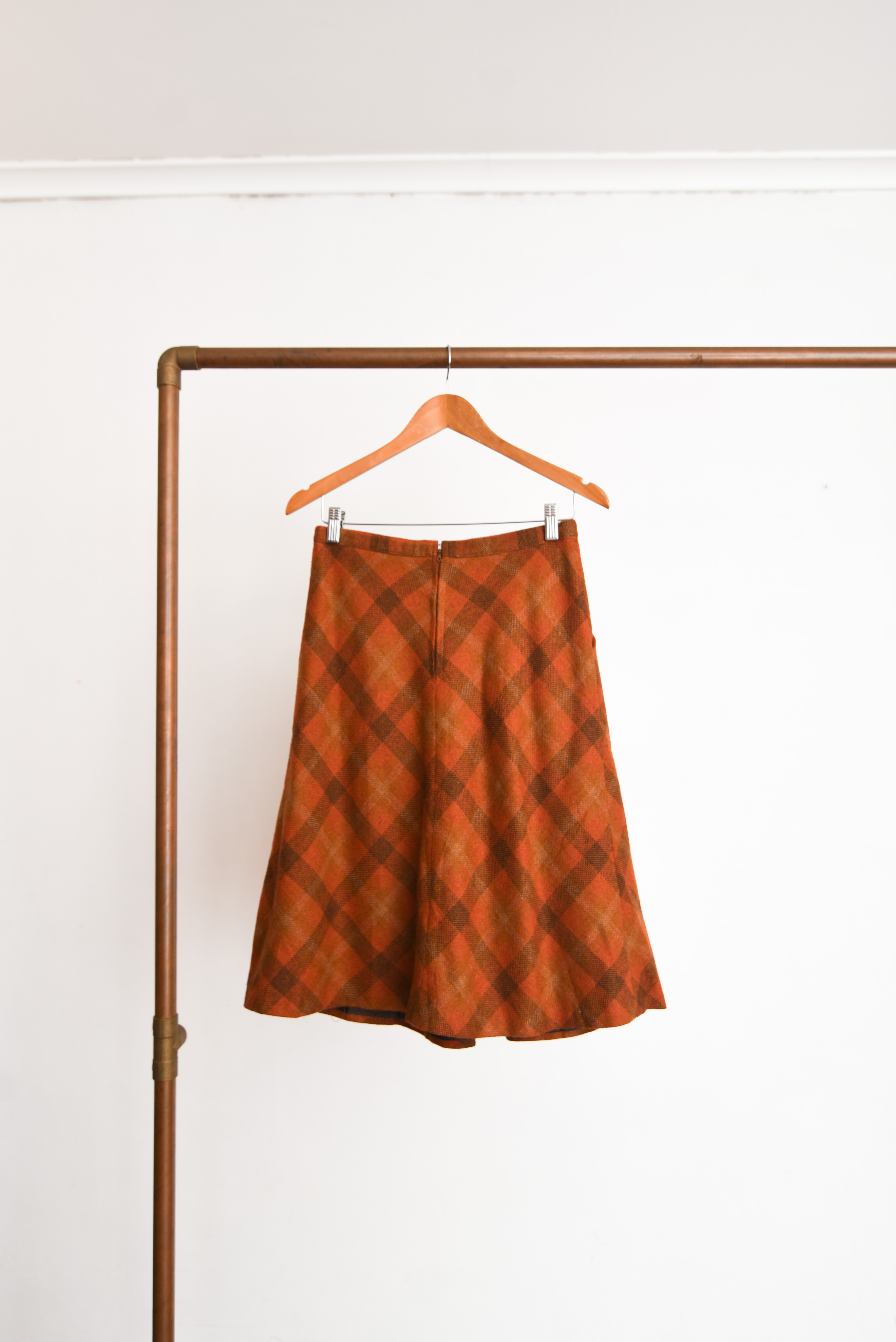 Falda naranja 60s tartán lana