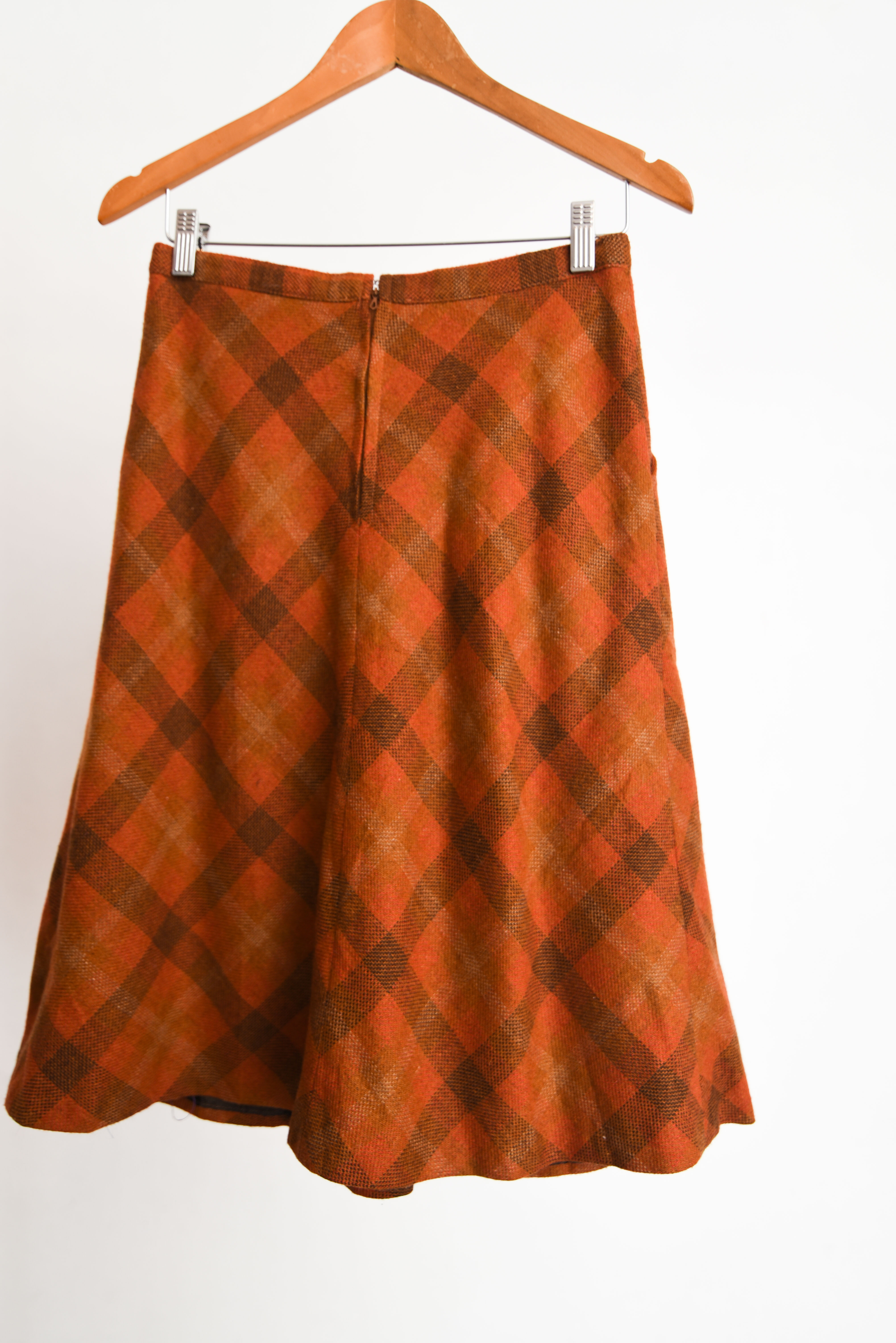 Falda naranja 60s tartán lana