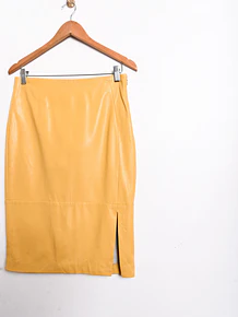Falda tubo eco cuero amarillo