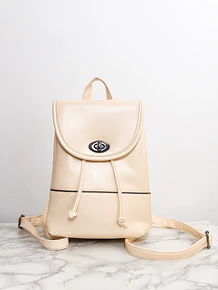 Mochila eco cuero marfil 90s