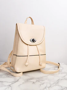 Mochila eco cuero marfil 90s