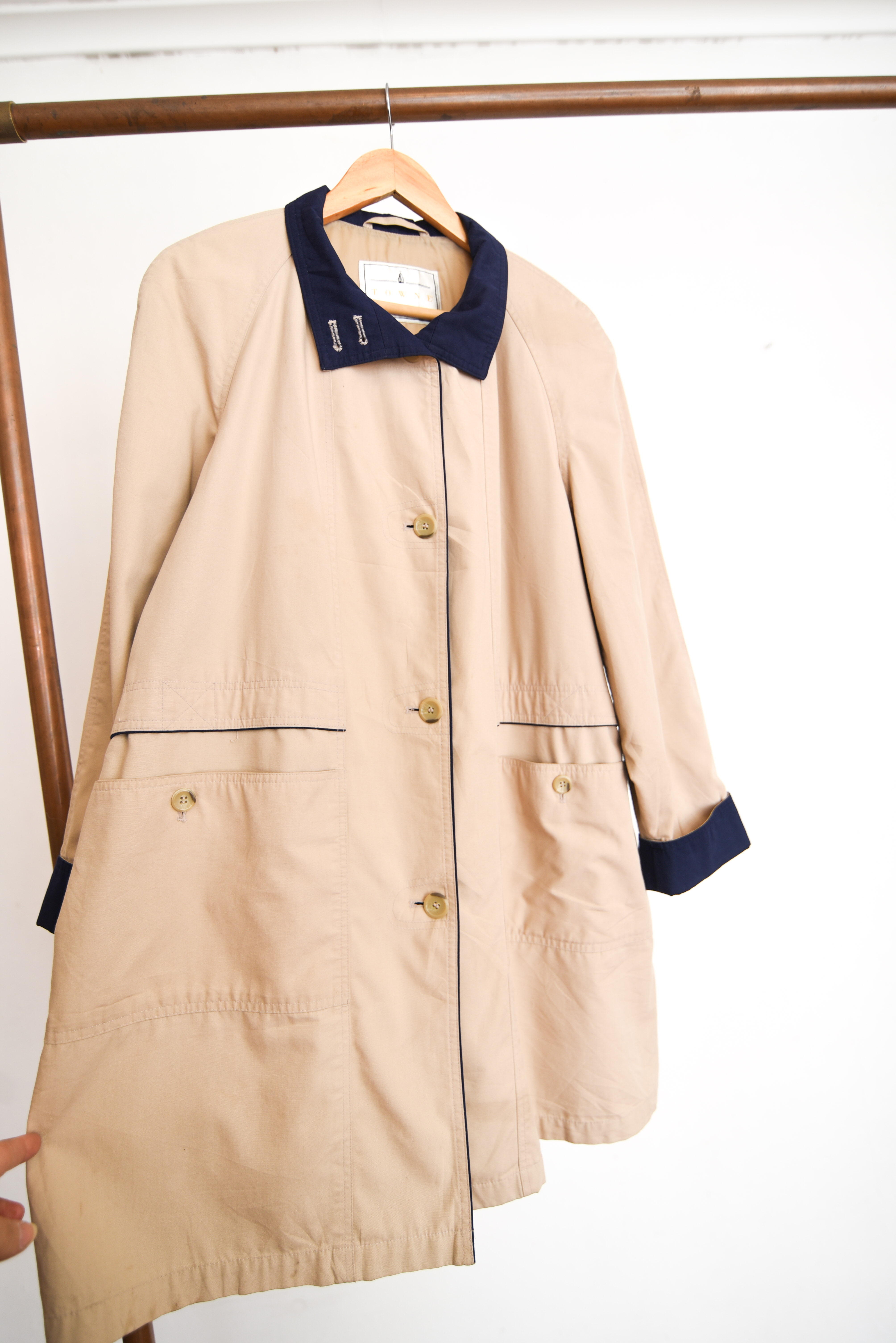 Chaqueta beige y azul vntg