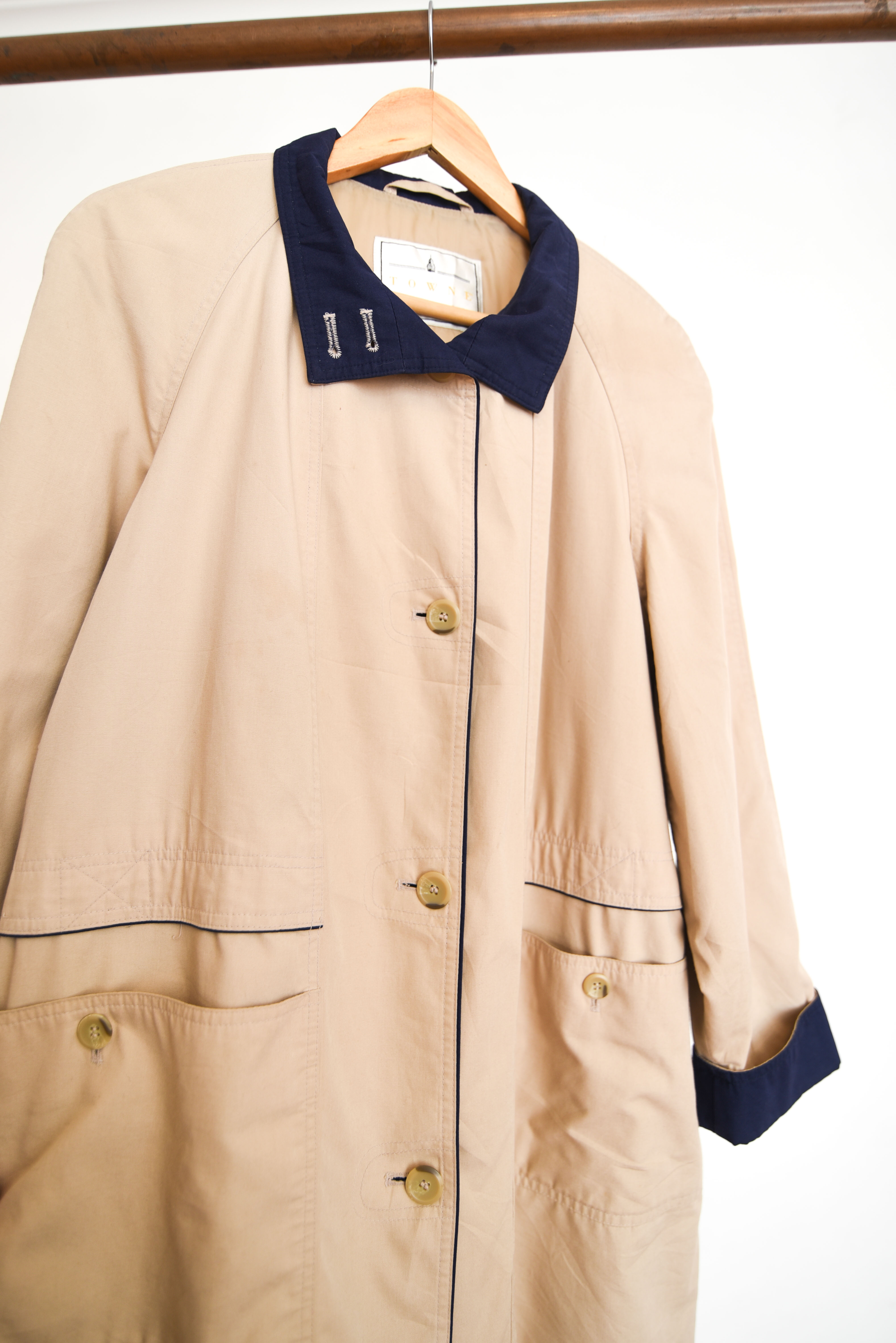 Chaqueta beige y azul vntg