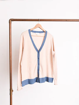 Cardigan bicolor beige blue