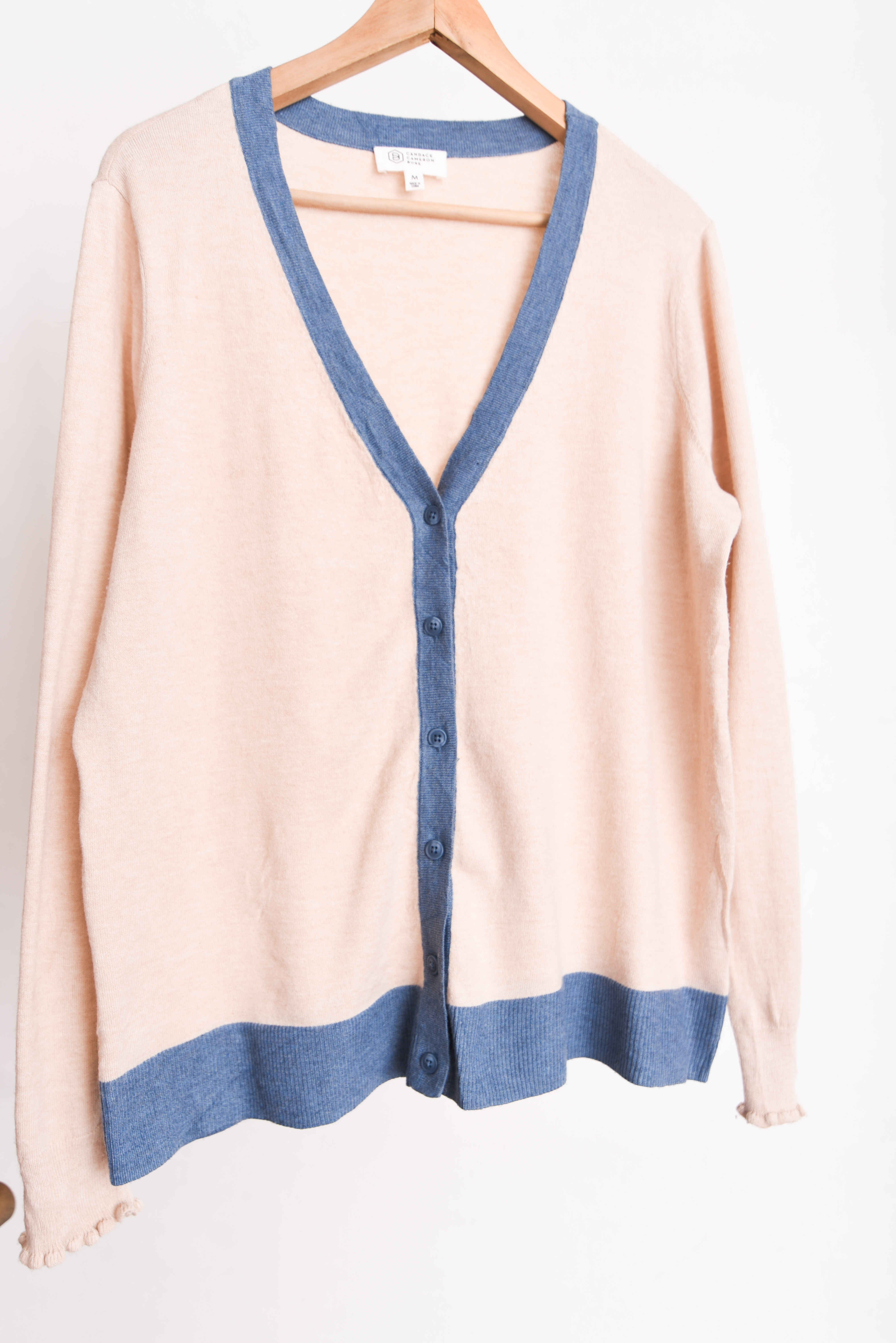 Cardigan bicolor beige blue