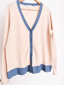 Cardigan bicolor beige blue