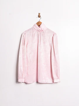 Blusa rosa pastel satín 80s