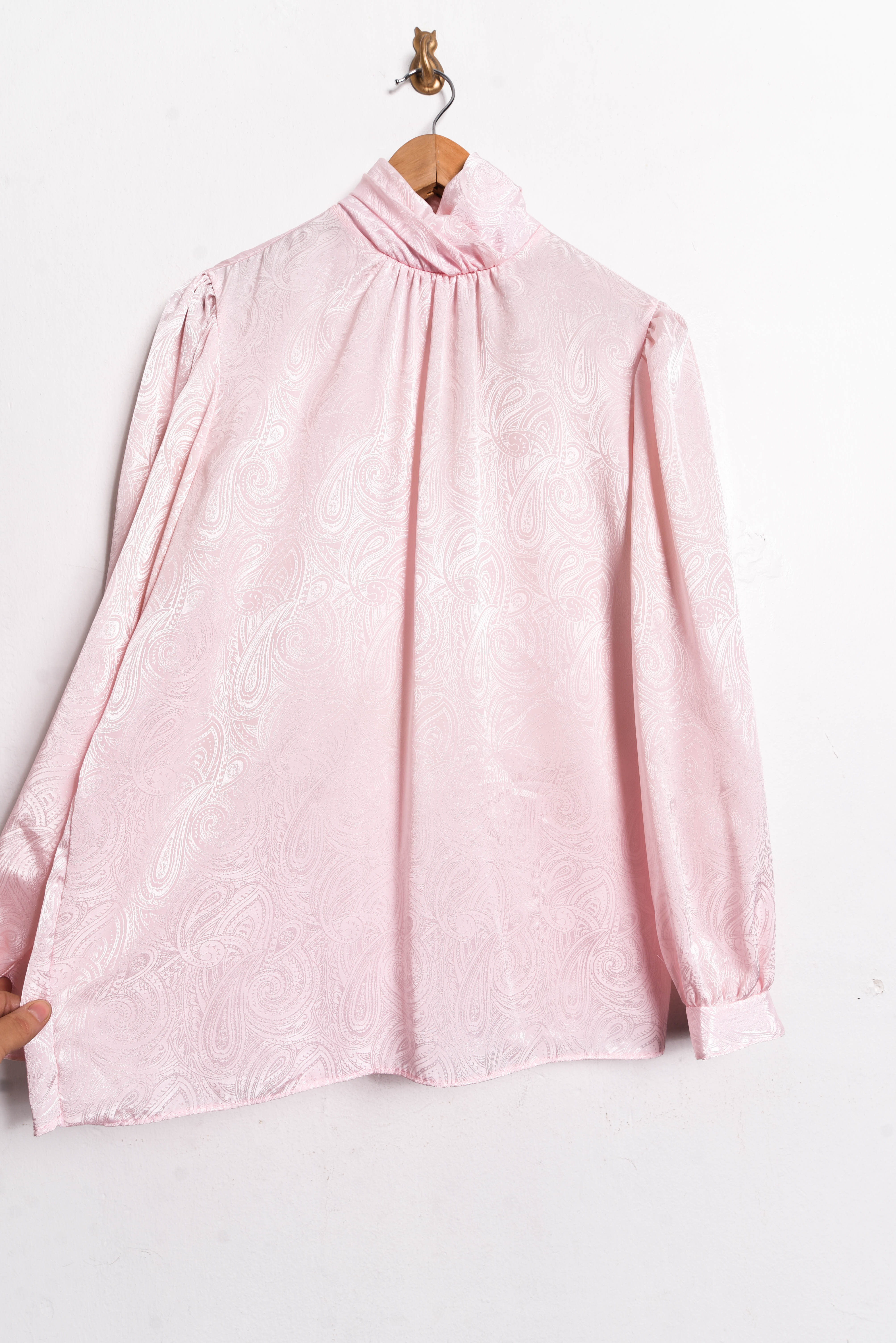 Blusa rosa pastel satín 80s