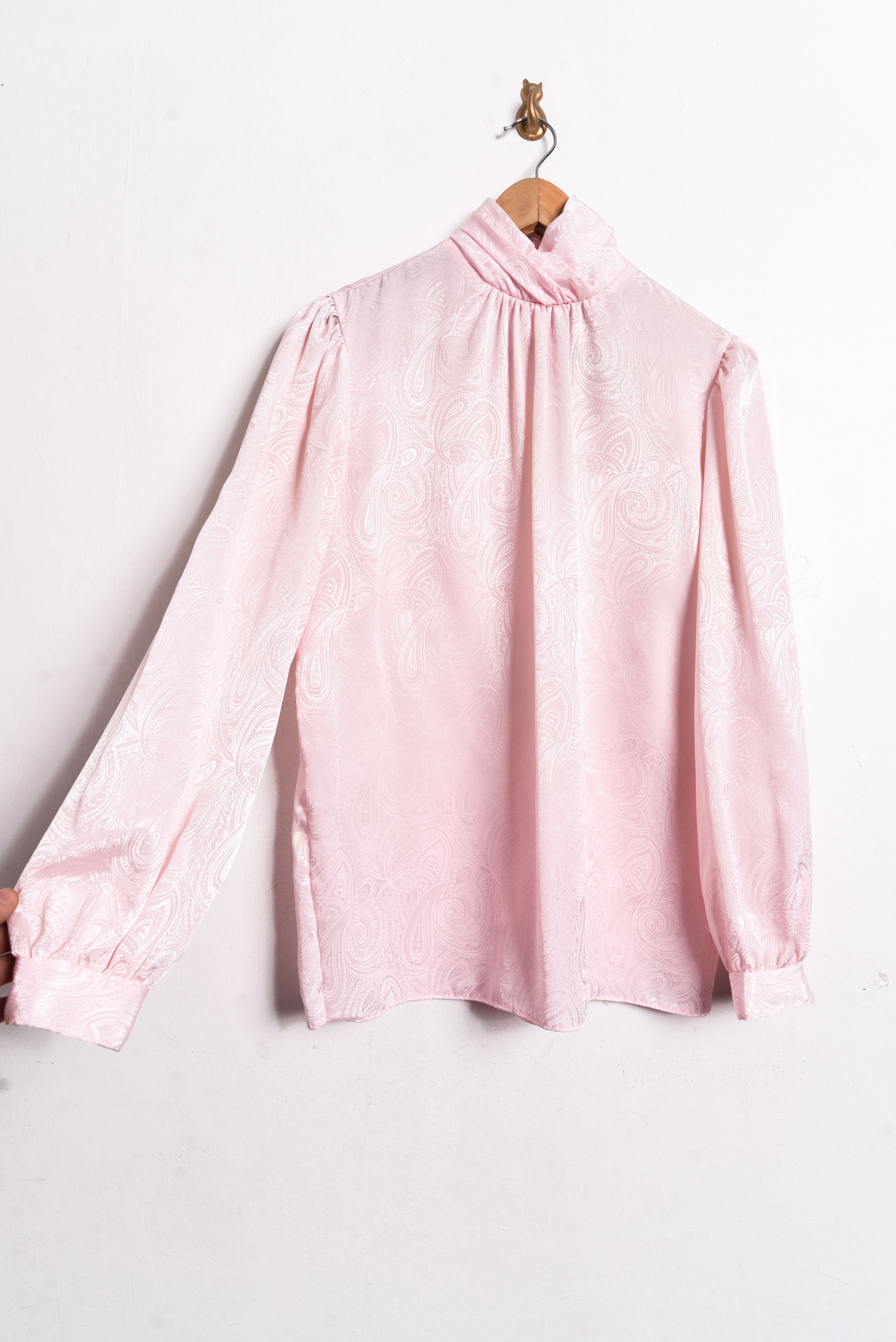 Blusa rosa pastel satín 80s