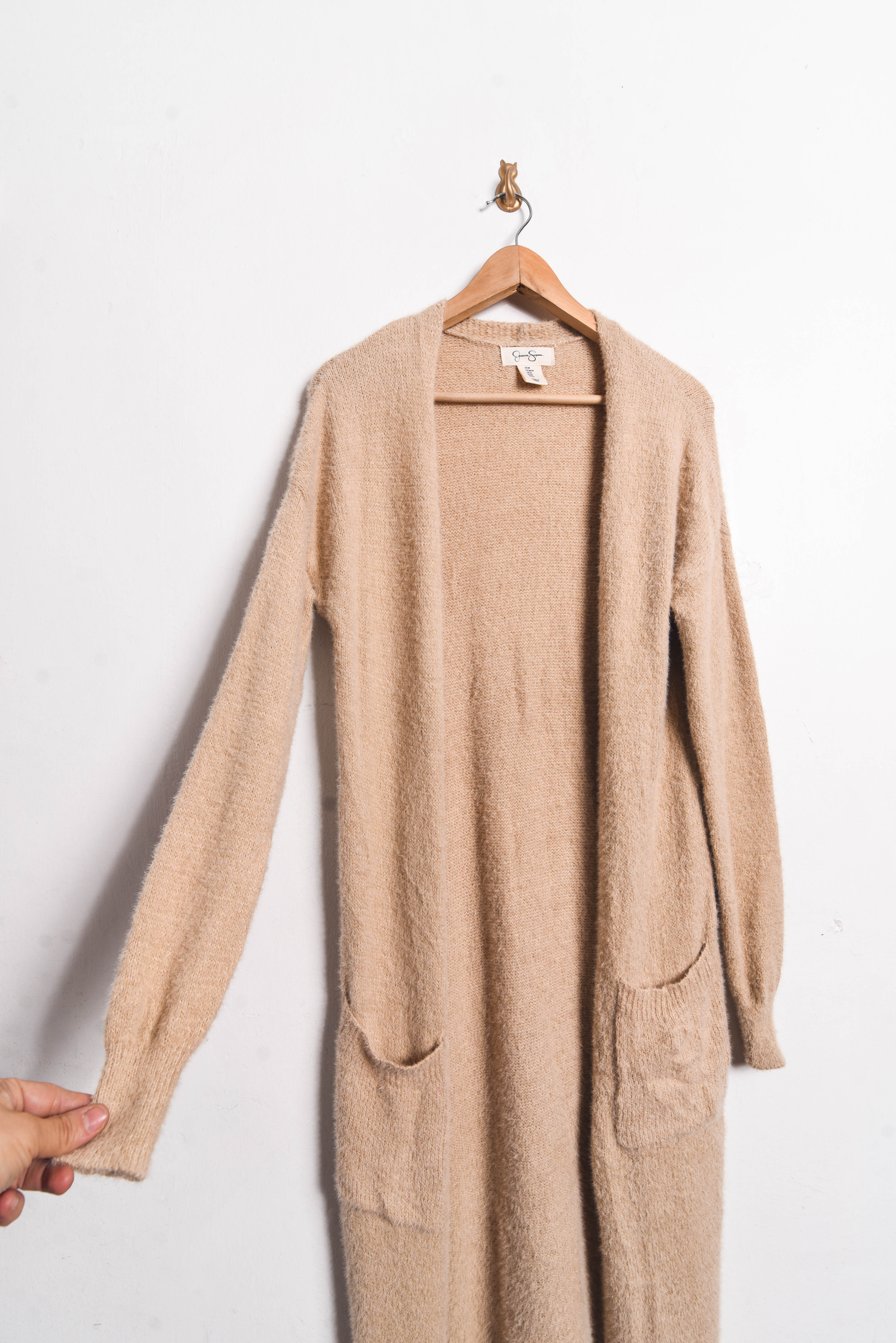 Maxi cardigan tapado nude