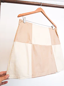 Falda eco cuero bicolor latte