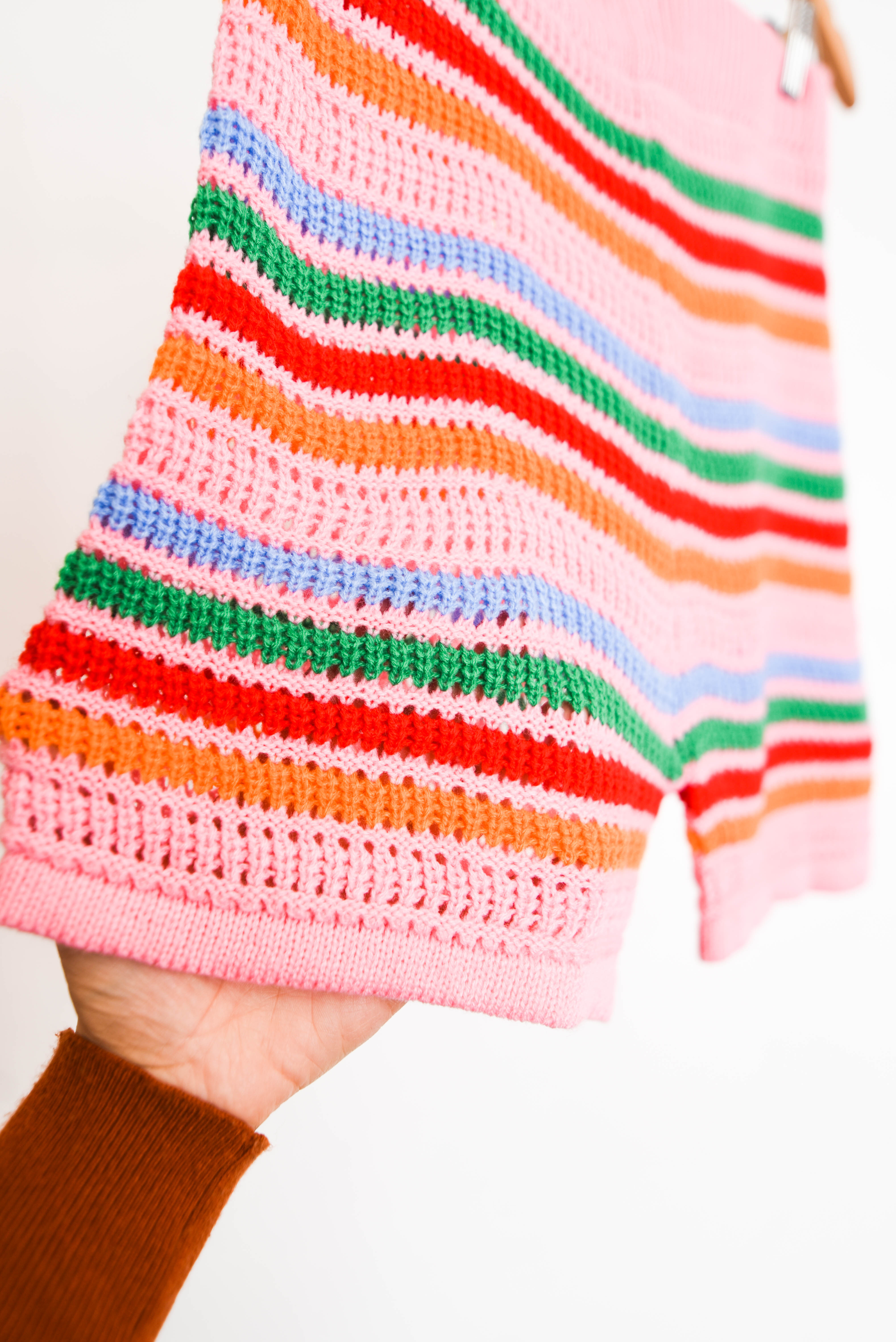 Short tejido rayado rosado