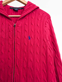 Cardigan Ralph Lauren magenta trenzado