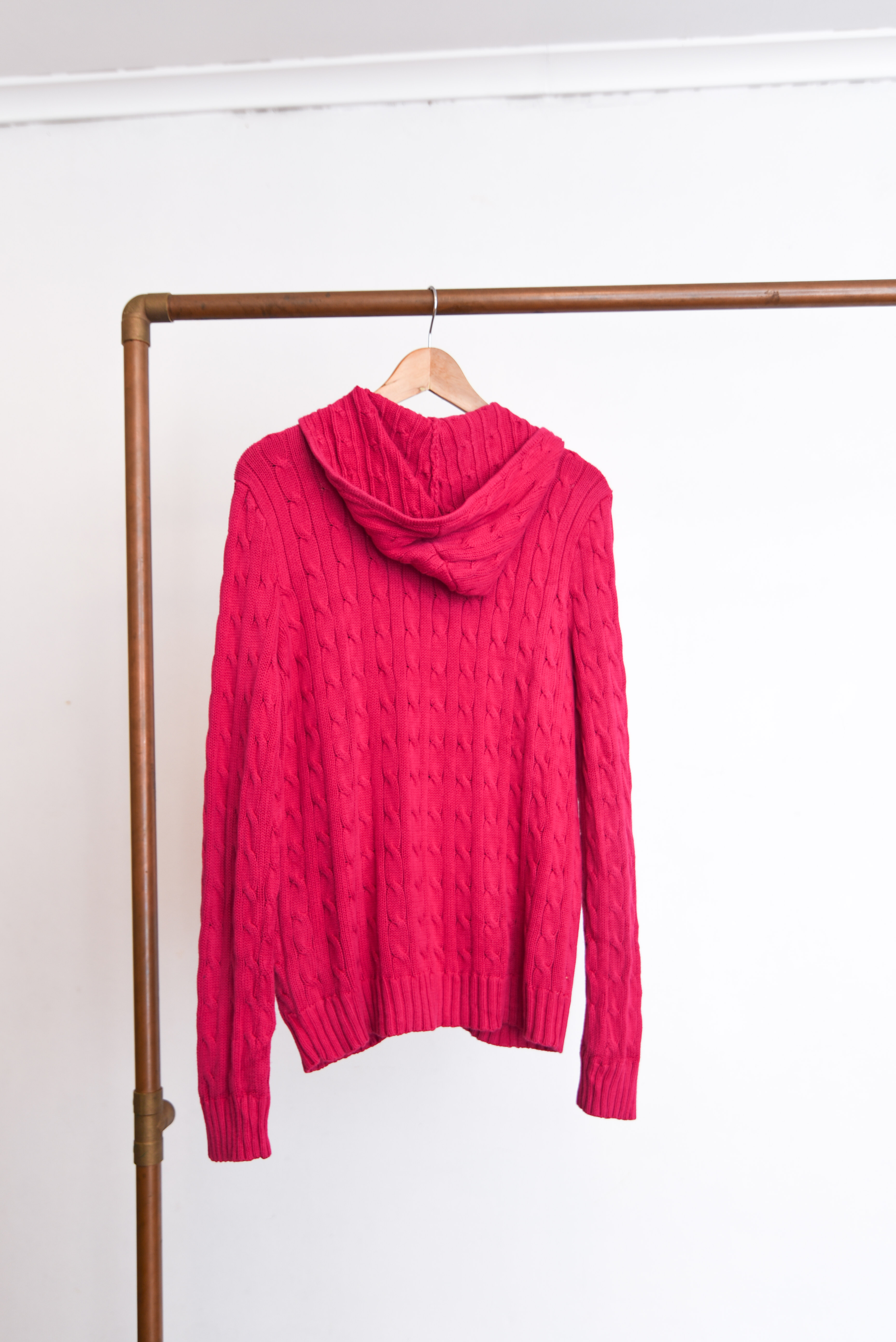 Cardigan Ralph Lauren magenta trenzado