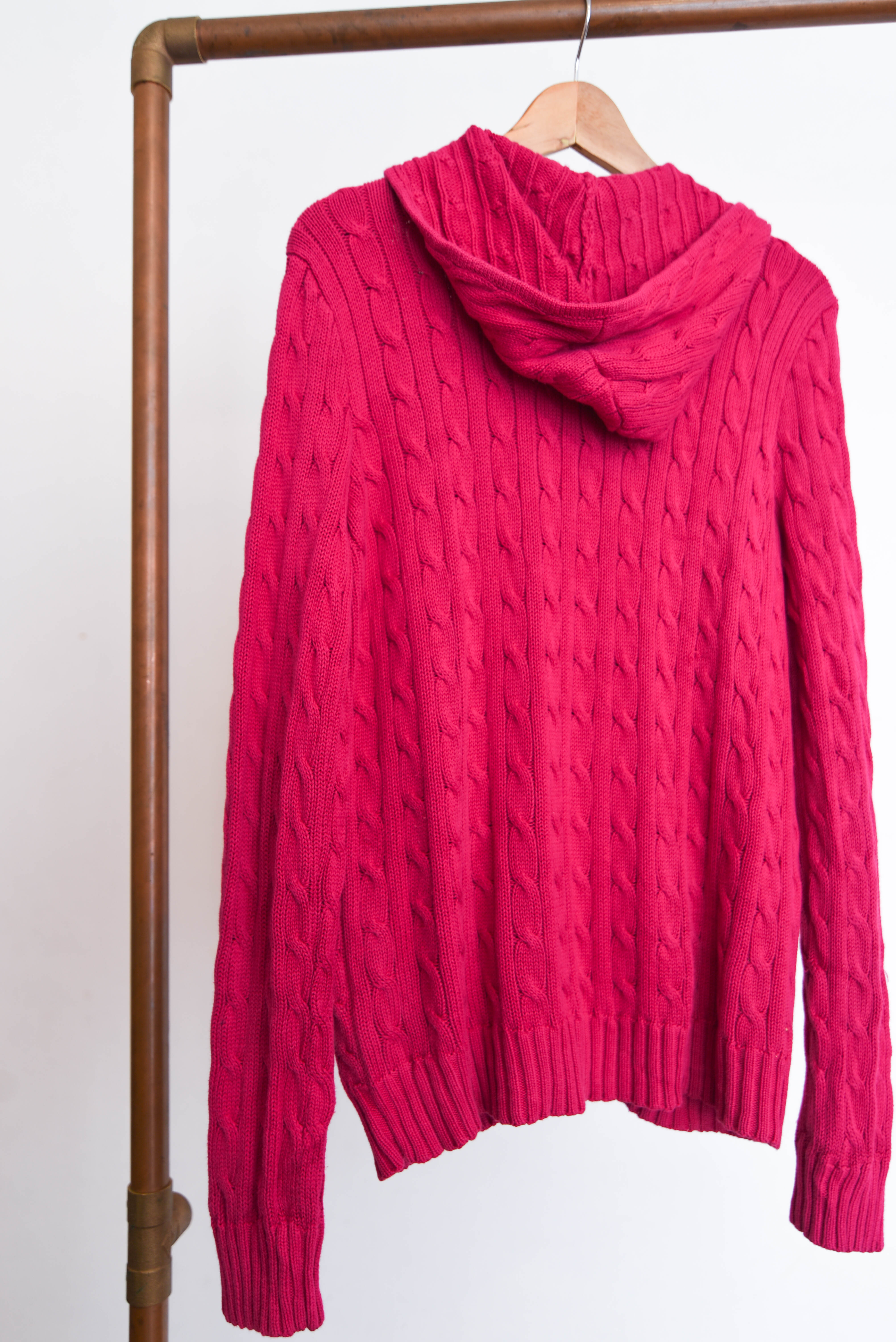 Cardigan Ralph Lauren magenta trenzado