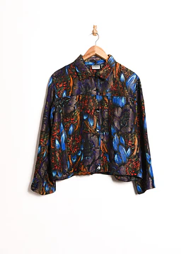 Chaqueta brocato silk purple floral