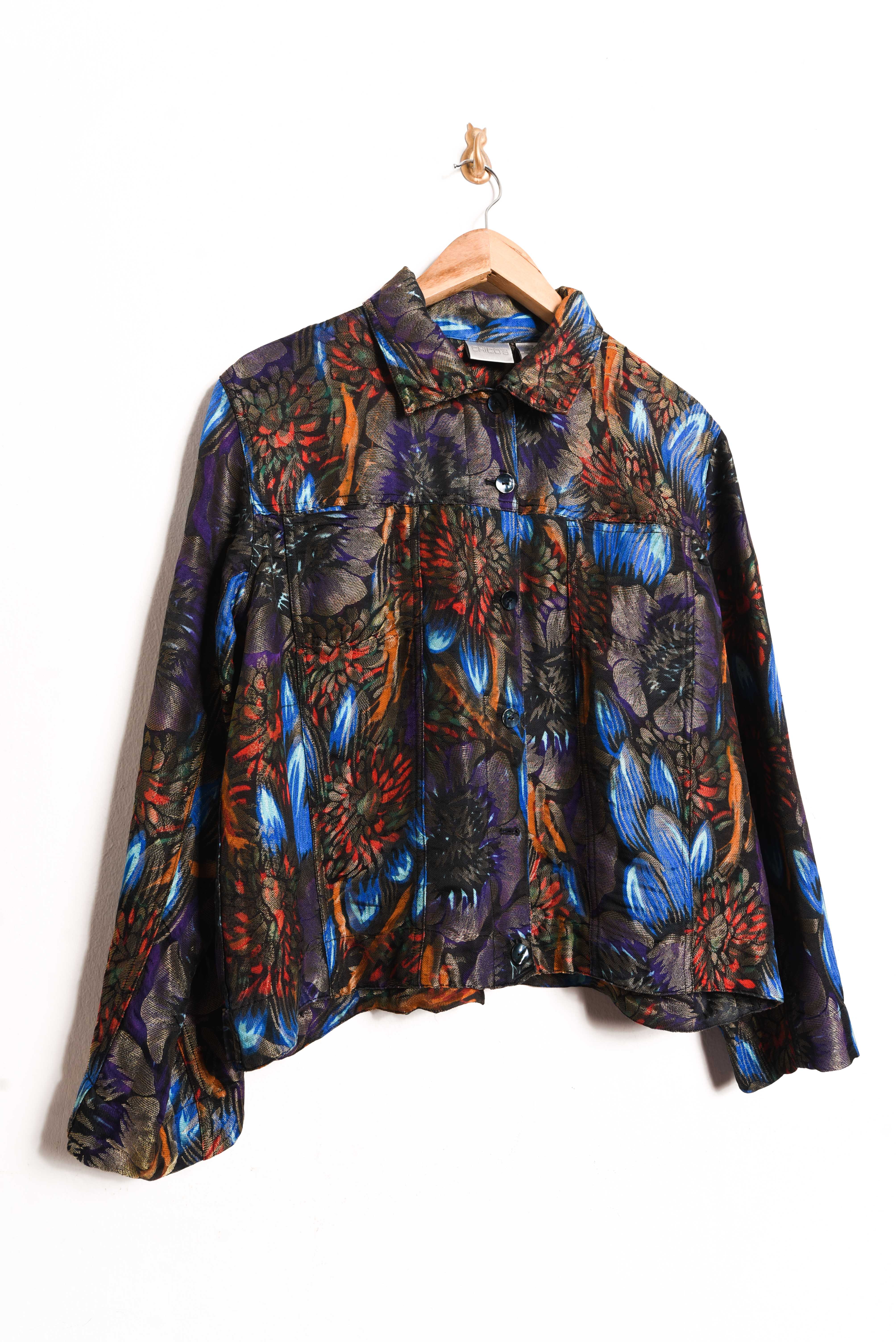 Chaqueta brocato silk purple floral