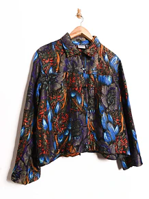 Chaqueta brocato silk purple floral