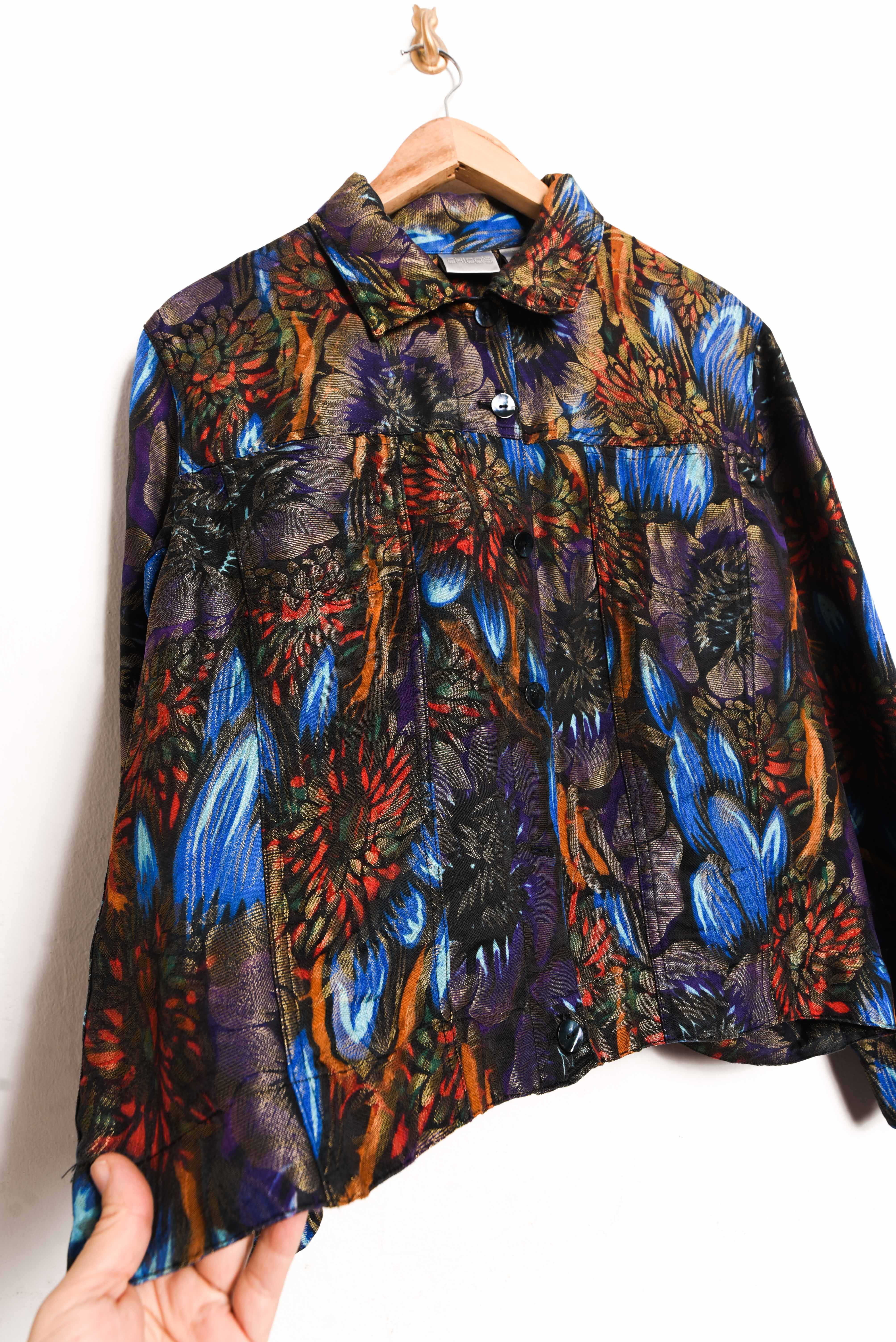 Chaqueta brocato silk purple floral