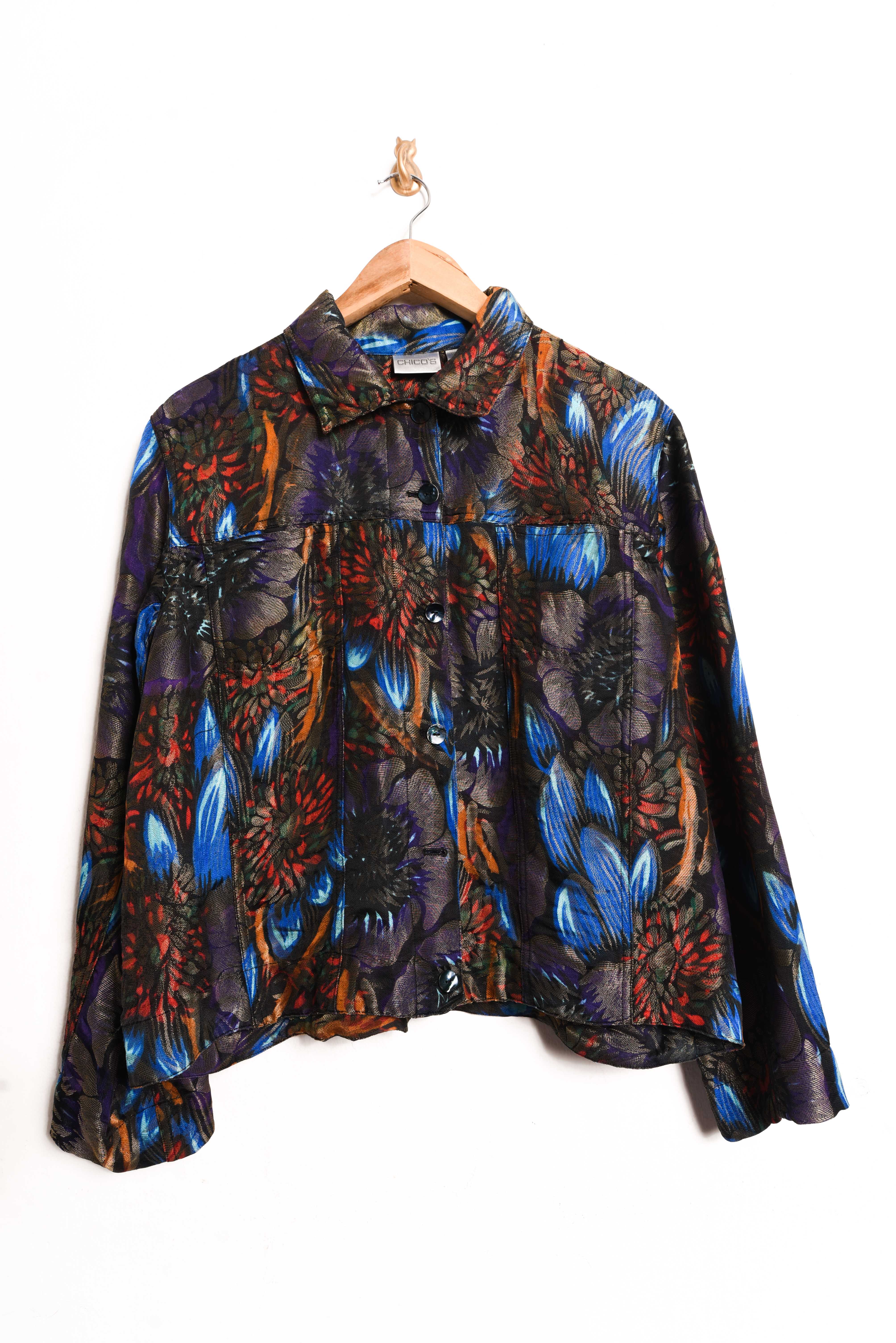 Chaqueta brocato silk purple floral