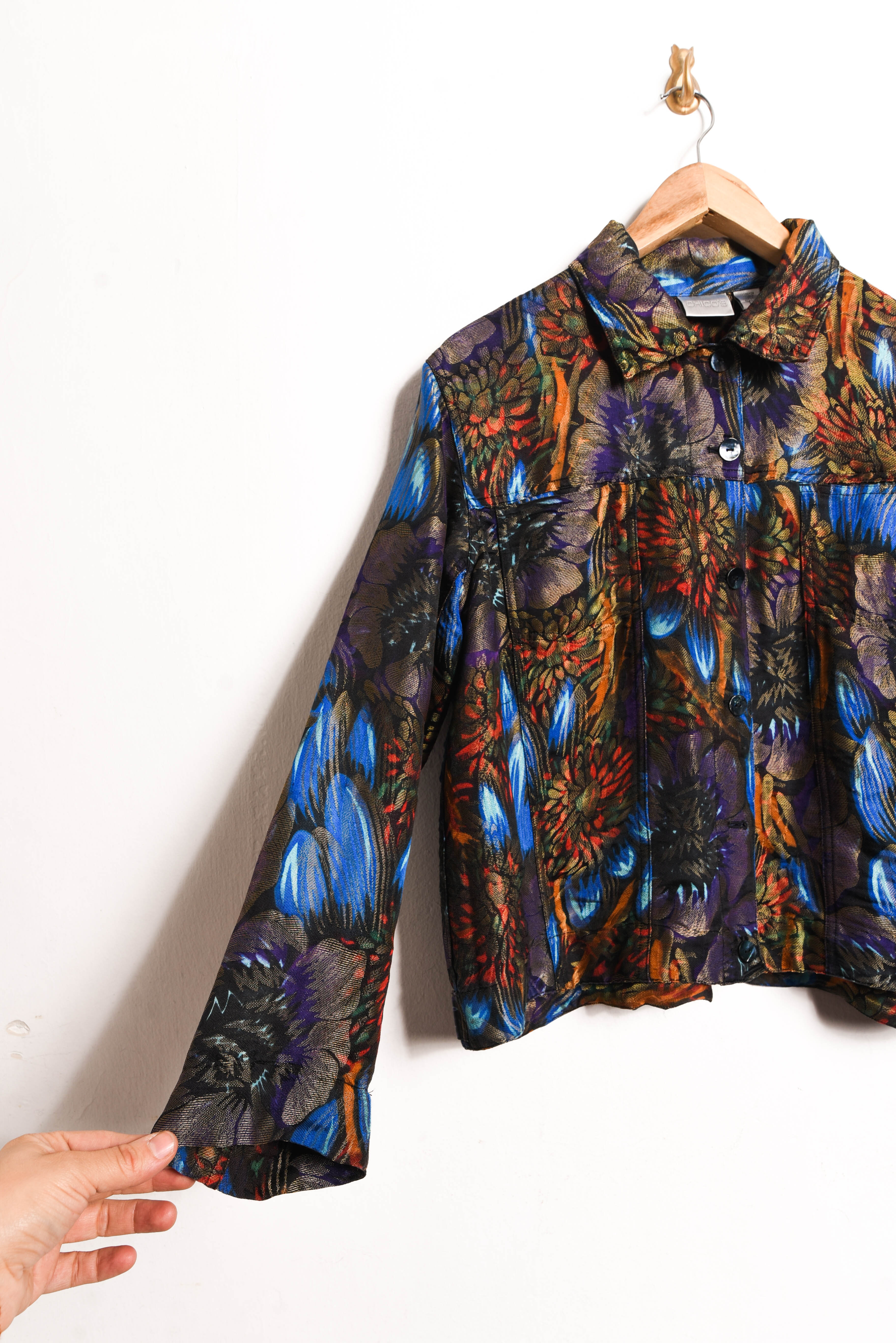 Chaqueta brocato silk purple floral