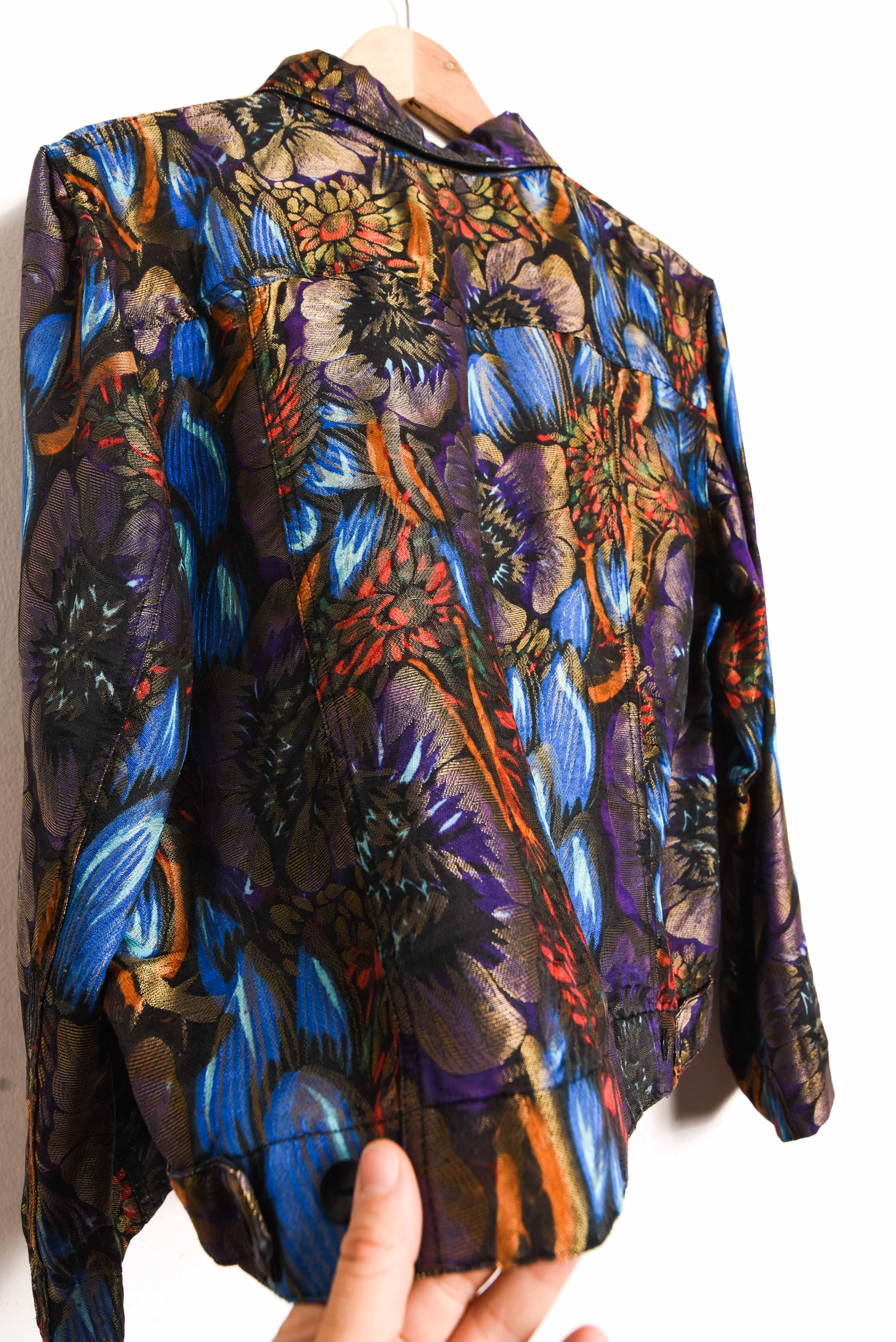 Chaqueta brocato silk purple floral