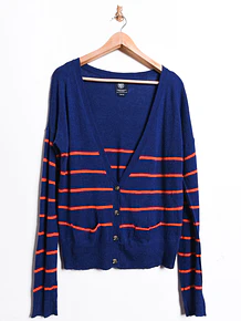 Cardigan azul y rojo rayado lana