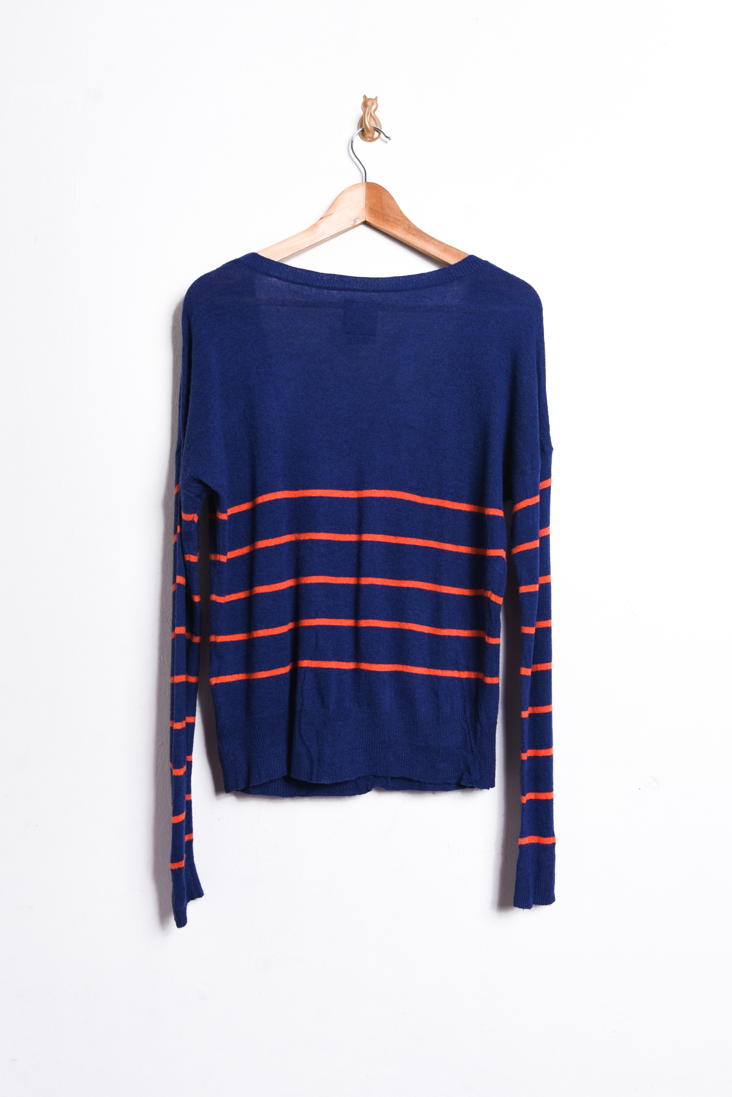Cardigan azul y rojo rayado lana