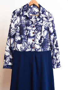 Vestido azul navy floral 70s