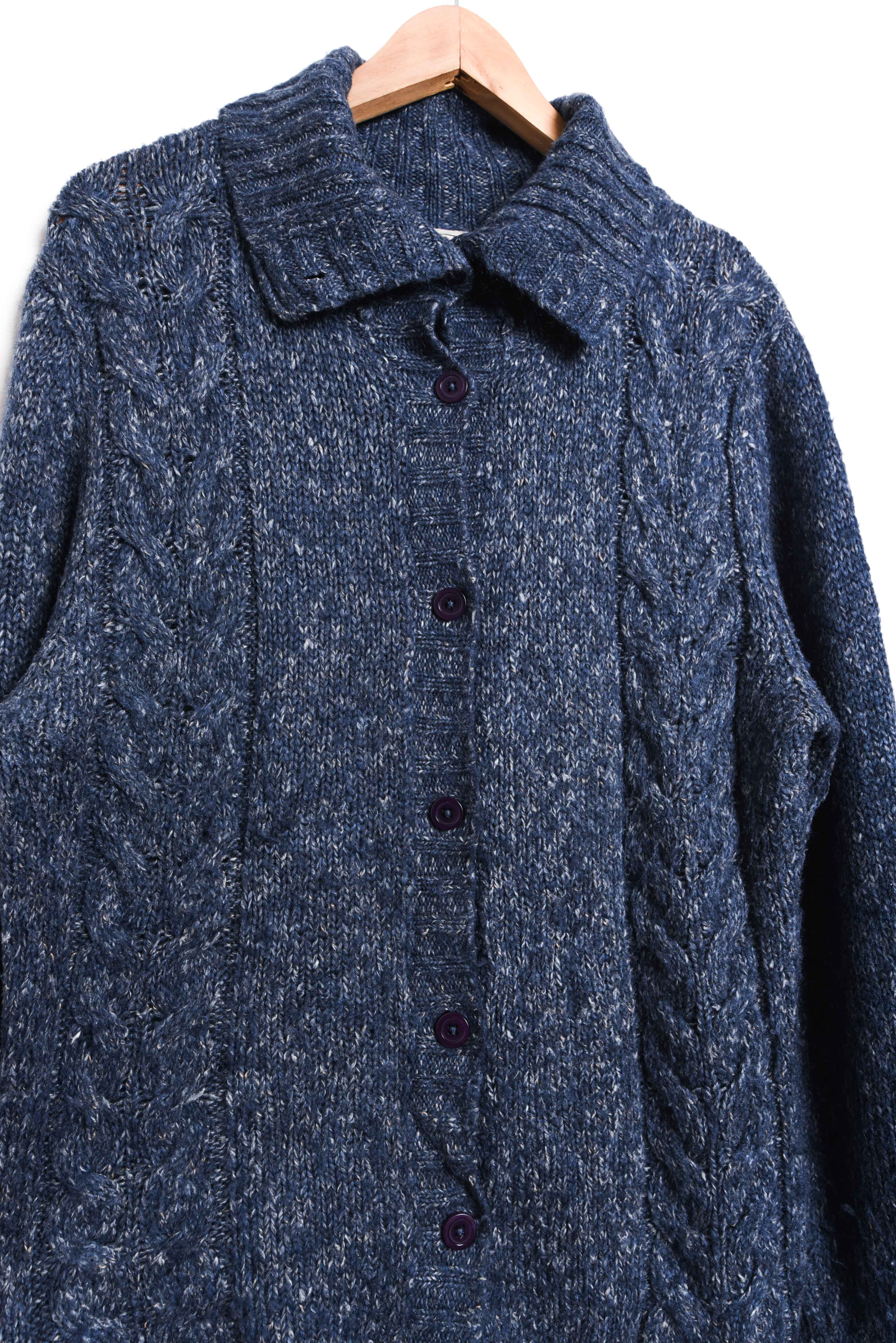 Cardigan azul jaspeado lana LL Bean