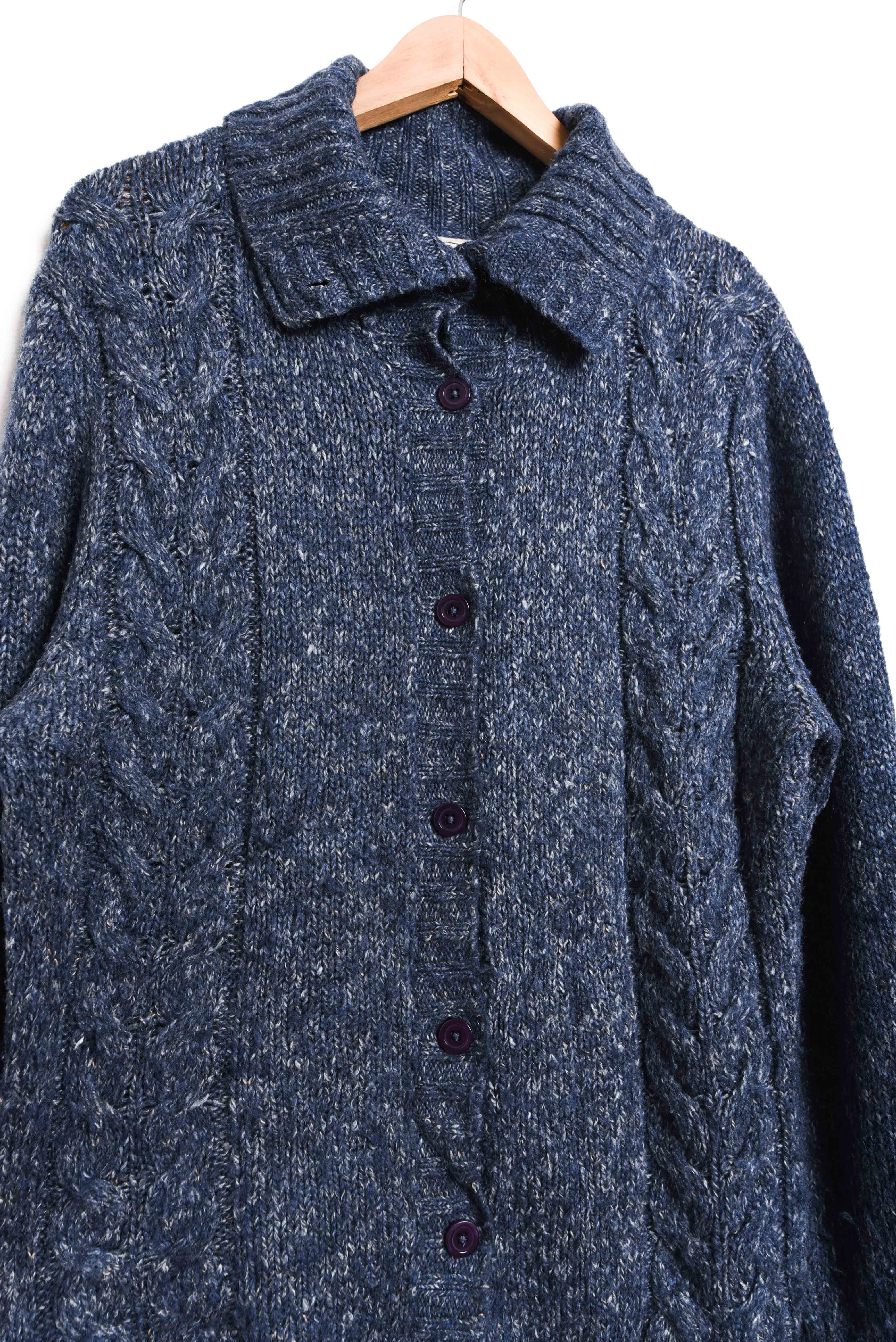 Cardigan azul jaspeado lana LL Bean